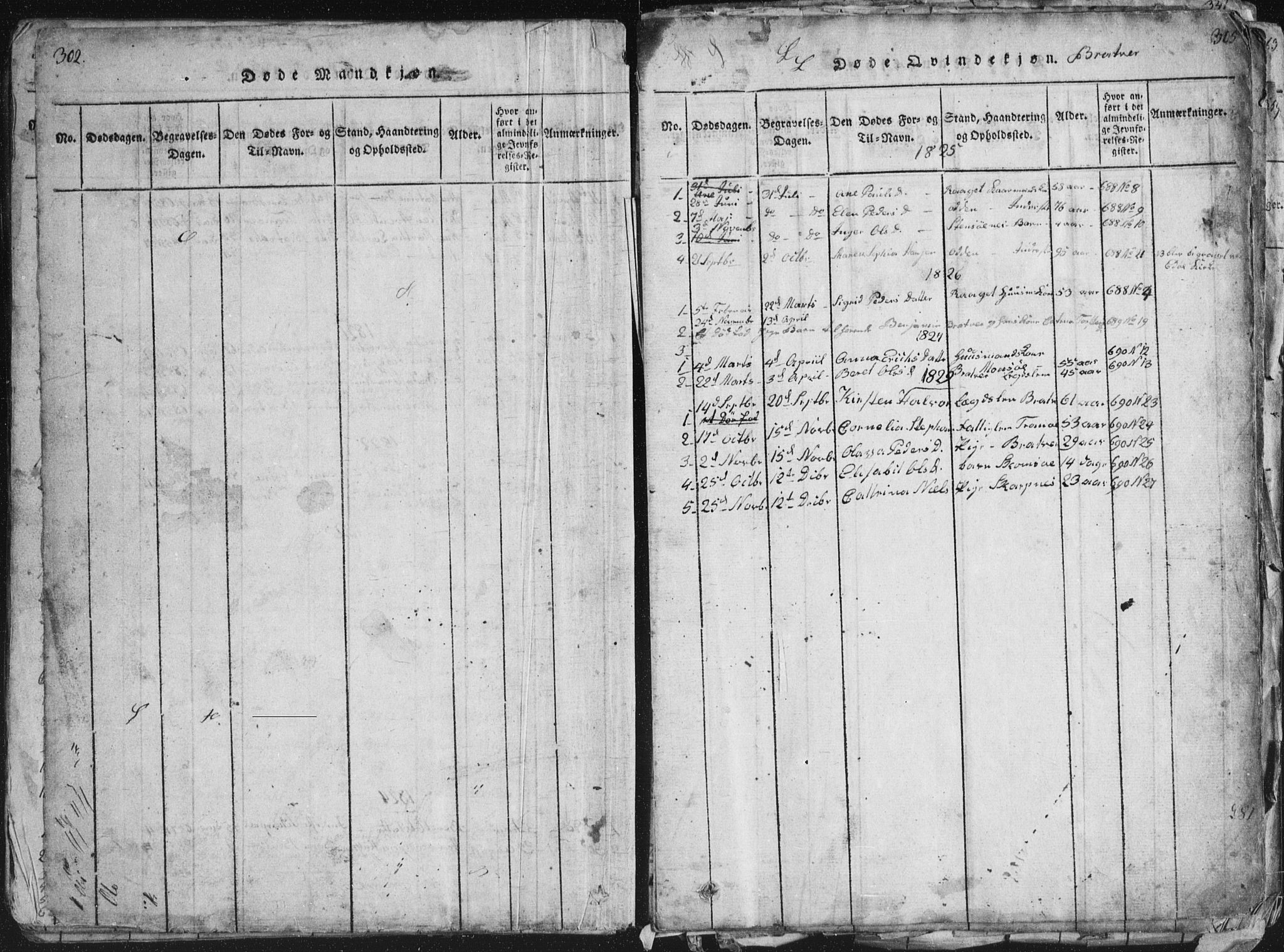 Ministerialprotokoller, klokkerbøker og fødselsregistre - Møre og Romsdal, AV/SAT-A-1454/581/L0942: Klokkerbok nr. 581C00, 1820-1836, s. 304-305