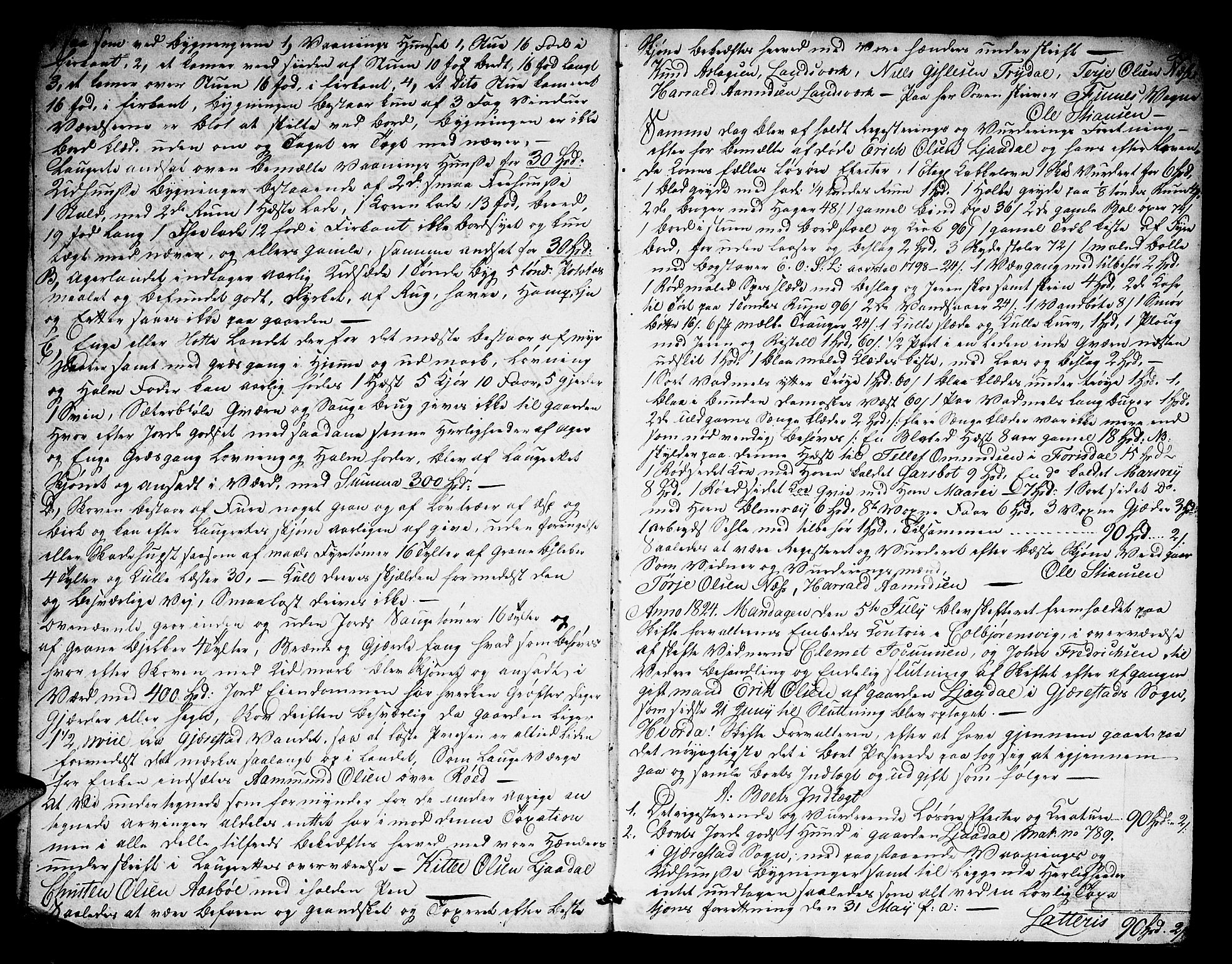 Nedenes sorenskriveri før 1824, SAK/1221-0007/H/Hc/L0059: Skifteprotokoll med register nr 43, 1823-1824, s. 1b-2a