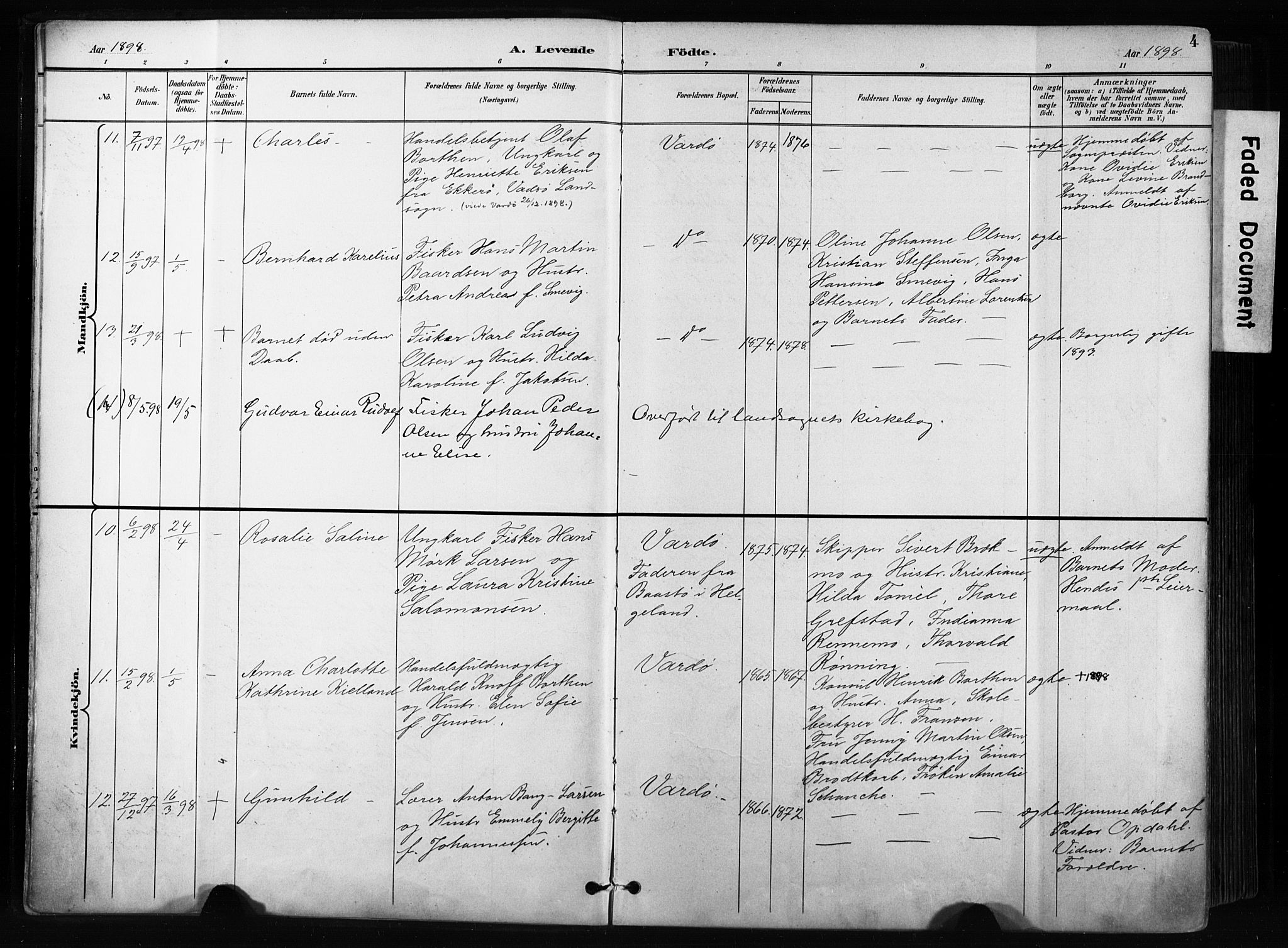 Vardø sokneprestkontor, AV/SATØ-S-1332/H/Ha/L0010kirke: Ministerialbok nr. 10, 1895-1907, s. 4