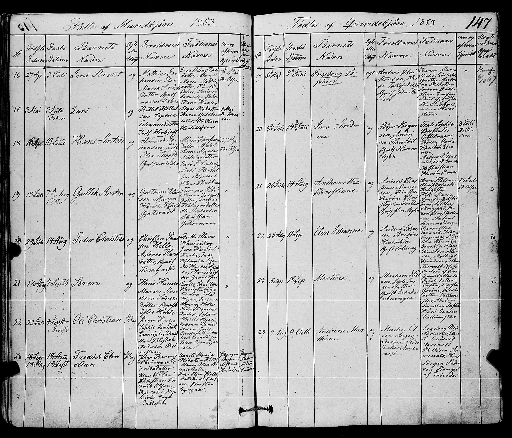 Ramnes kirkebøker, SAKO/A-314/F/Fa/L0005: Ministerialbok nr. I 5, 1841-1861, s. 146-147