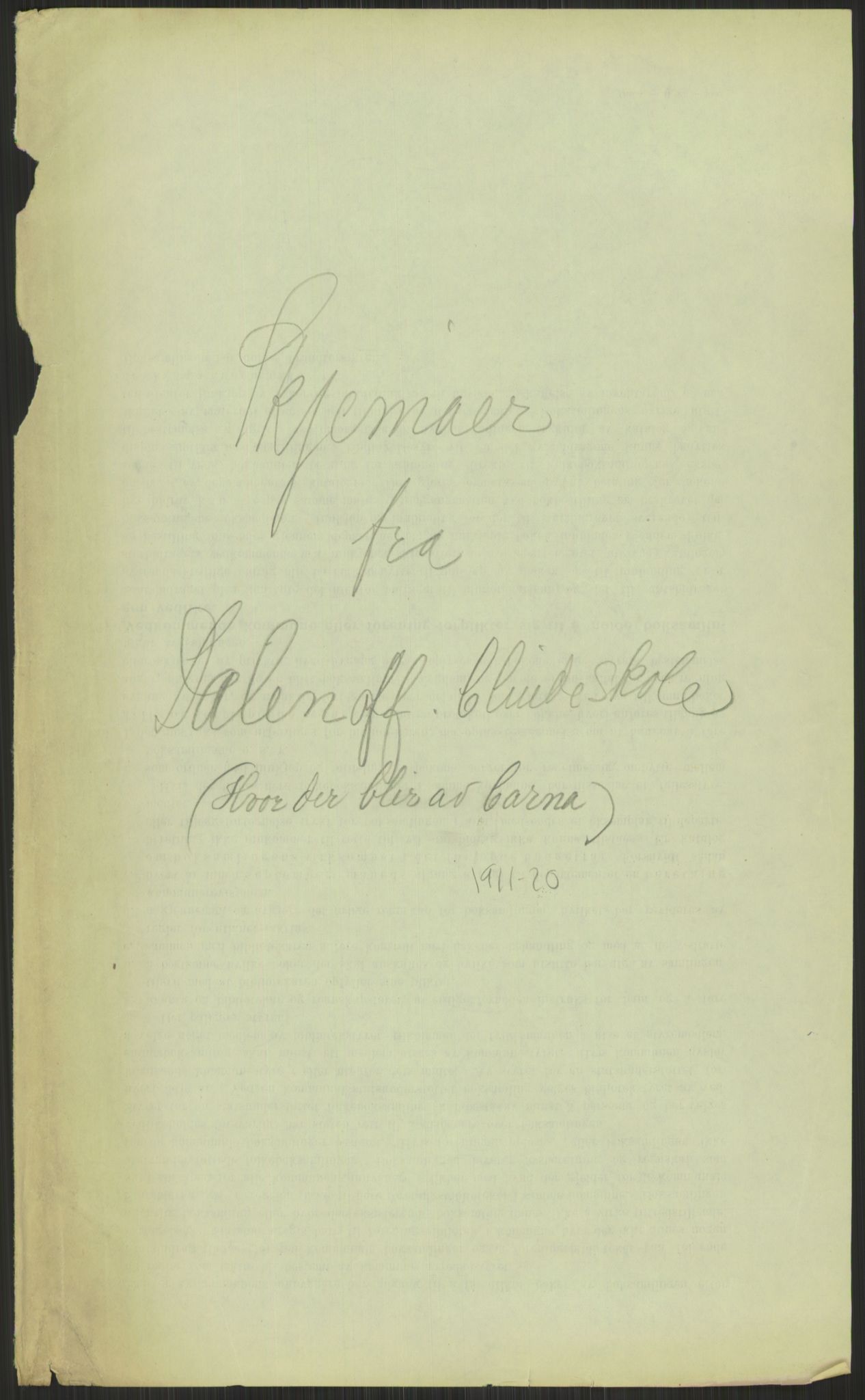 Kirke- og undervisningsdepartementet, 1. skolekontor D, AV/RA-S-1021/F/Fh/Fhl/L0044: Hvor blir det av elevene?, 1911-1921, s. 121