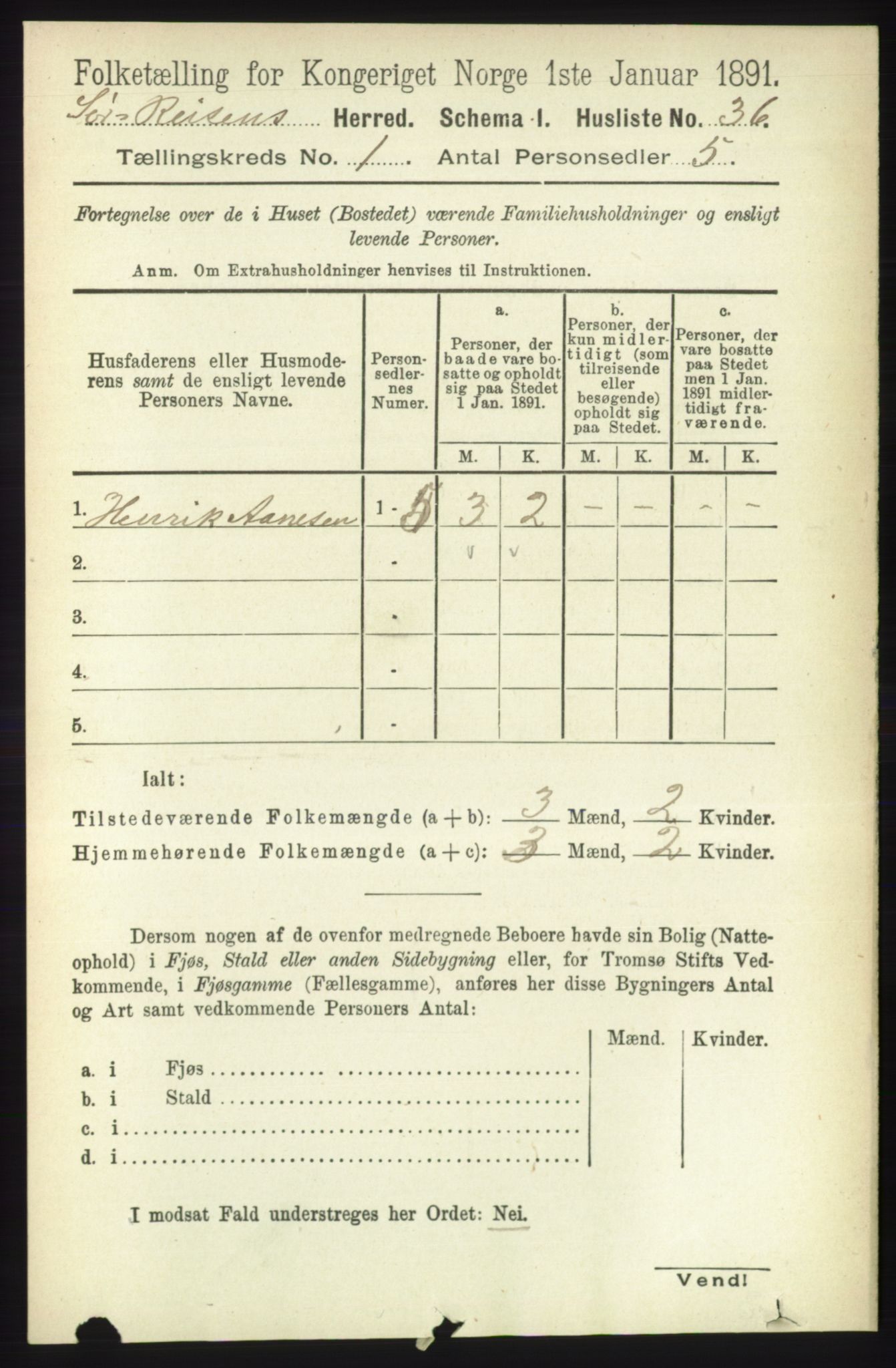 RA, Folketelling 1891 for 1925 Sørreisa herred, 1891, s. 54