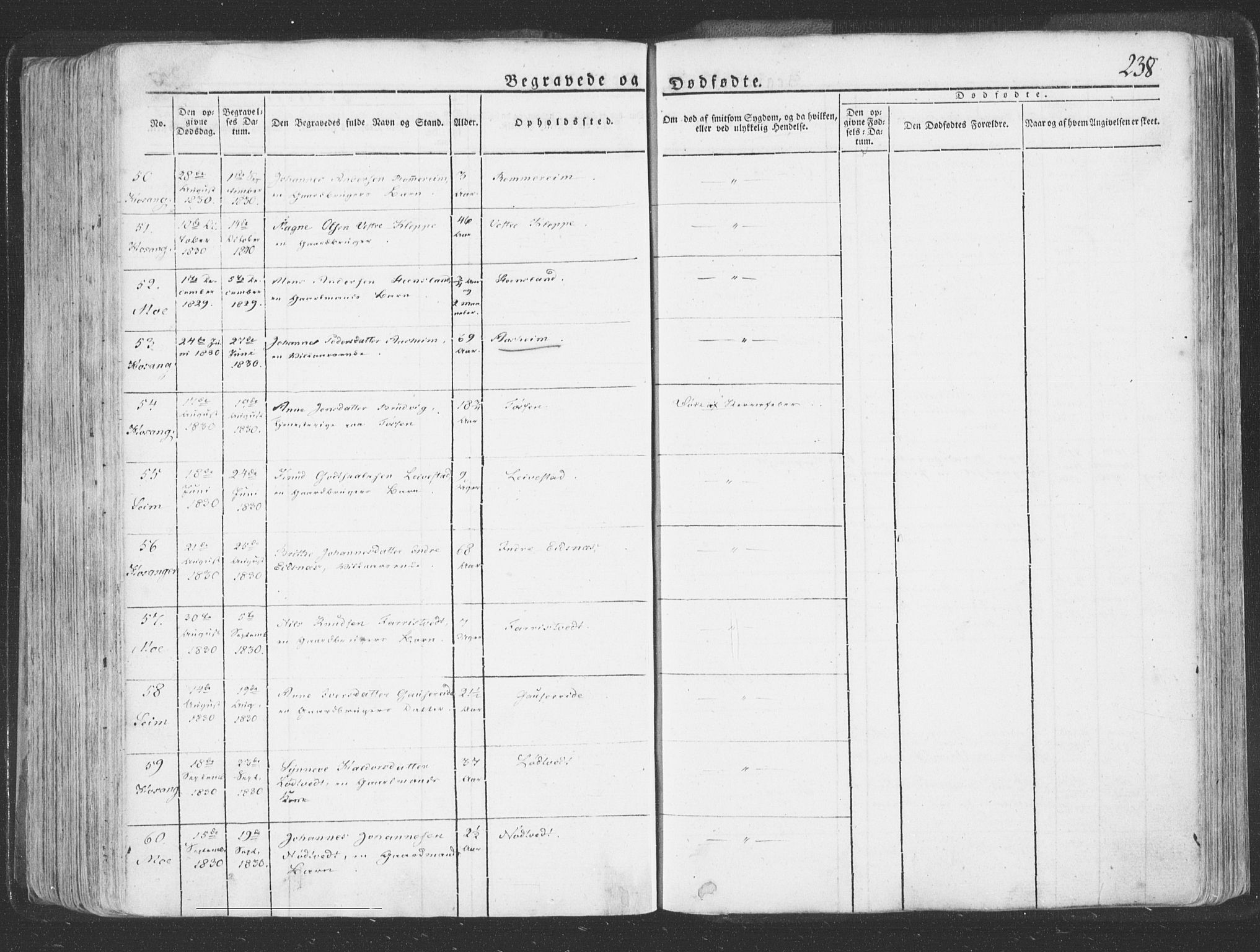 Hosanger sokneprestembete, AV/SAB-A-75801/H/Haa: Ministerialbok nr. A 6, 1824-1835, s. 238