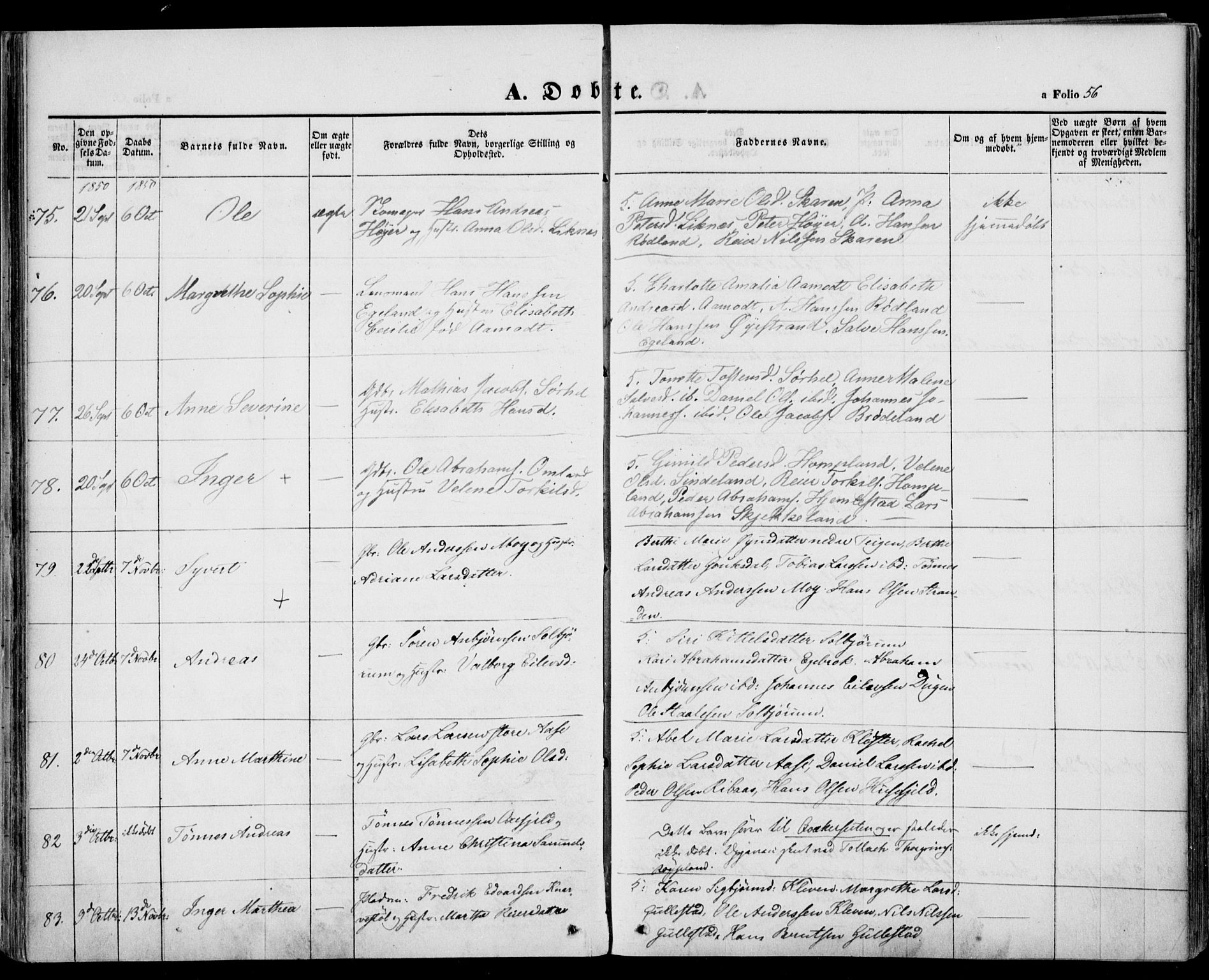 Kvinesdal sokneprestkontor, AV/SAK-1111-0026/F/Fa/Fab/L0005: Ministerialbok nr. A 5, 1844-1857, s. 56