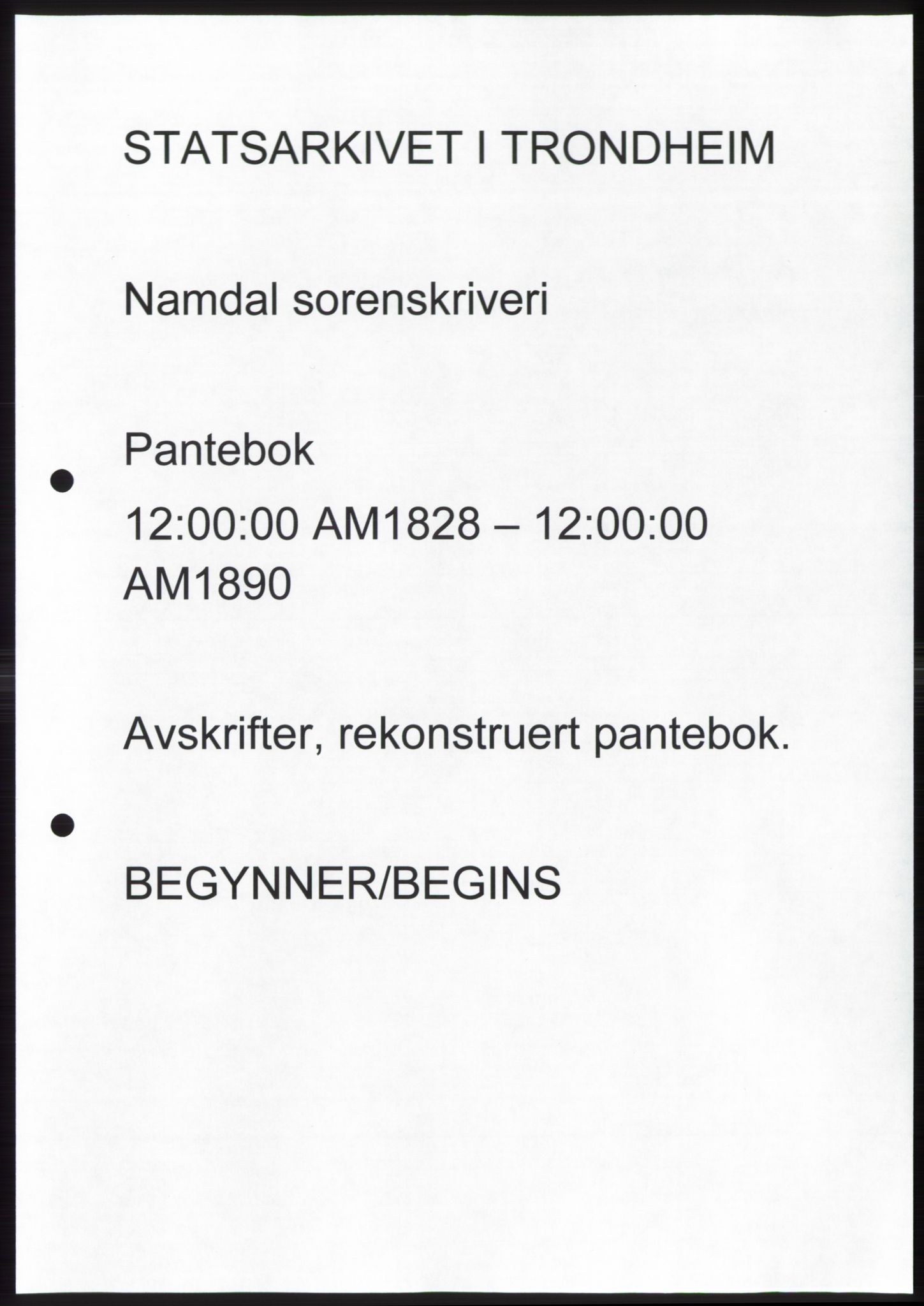 Namdal sorenskriveri, SAT/A-4133/1/2/2C: Pantebok nr. -, 1828-1890