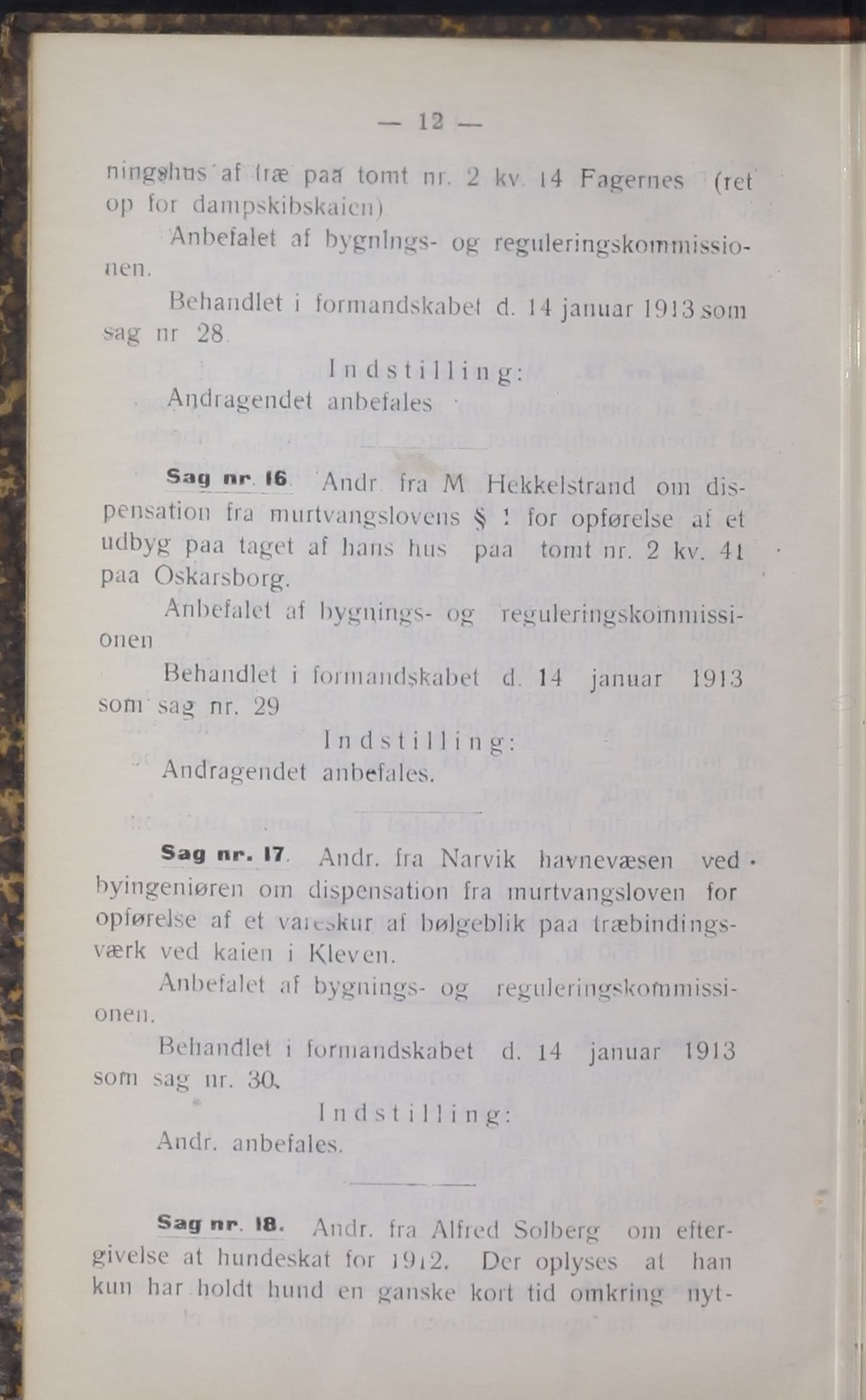 Narvik kommune. Formannskap , AIN/K-18050.150/A/Ab/L0003: Møtebok, 1913