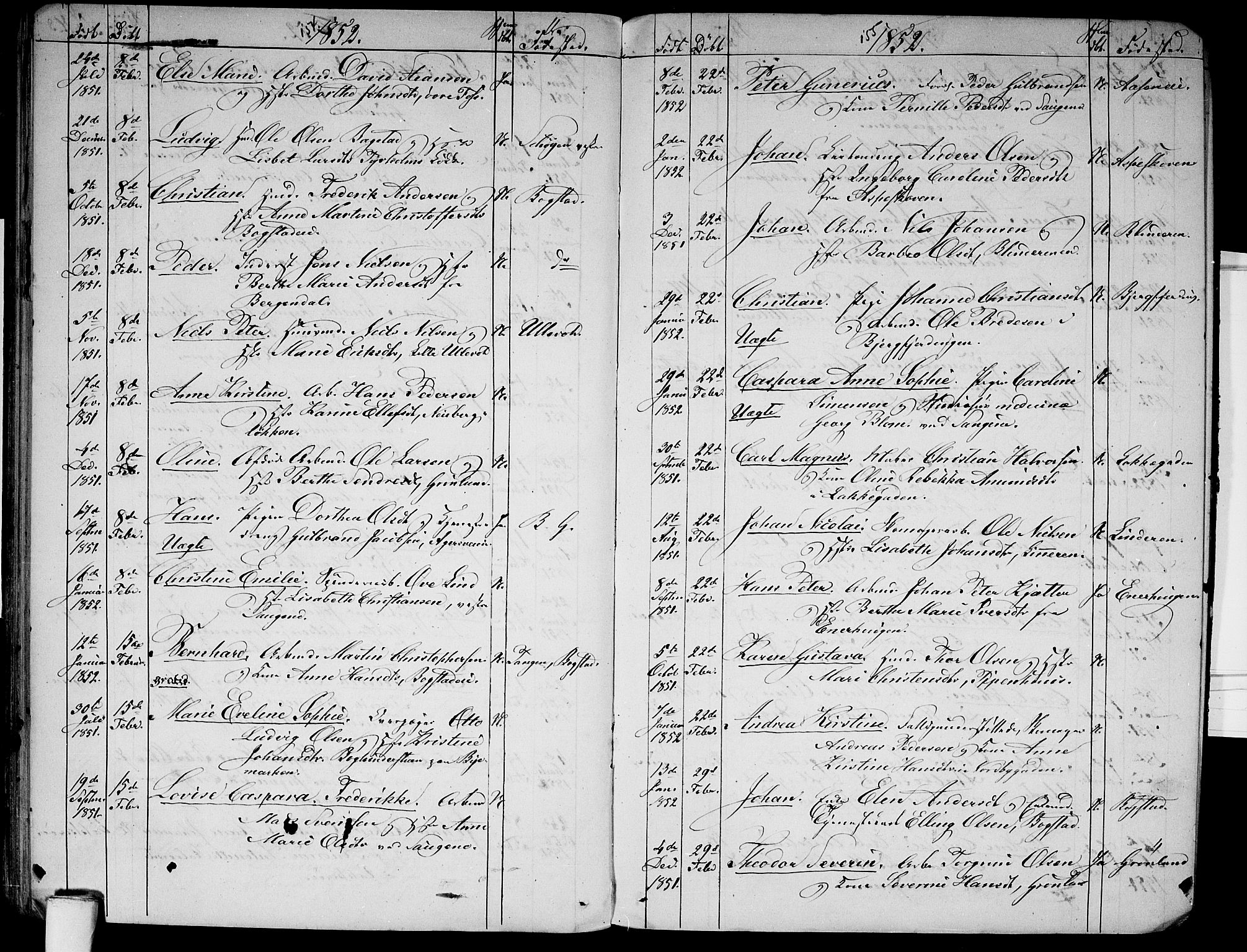Aker prestekontor kirkebøker, AV/SAO-A-10861/G/L0009: Klokkerbok nr. 9, 1848-1852, s. 154-155