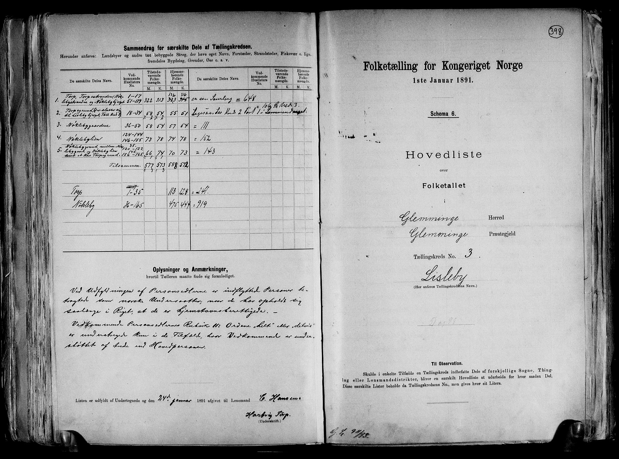 RA, Folketelling 1891 for 0132 Glemmen herred, 1891, s. 10