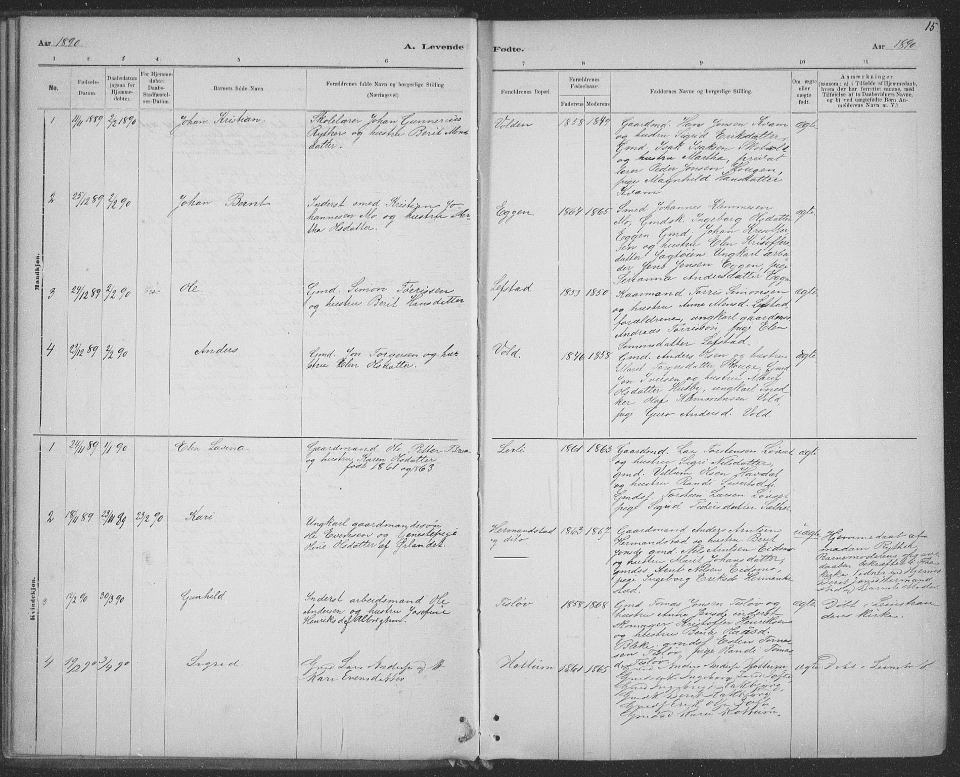 Ministerialprotokoller, klokkerbøker og fødselsregistre - Sør-Trøndelag, AV/SAT-A-1456/691/L1085: Ministerialbok nr. 691A17, 1887-1908, s. 15