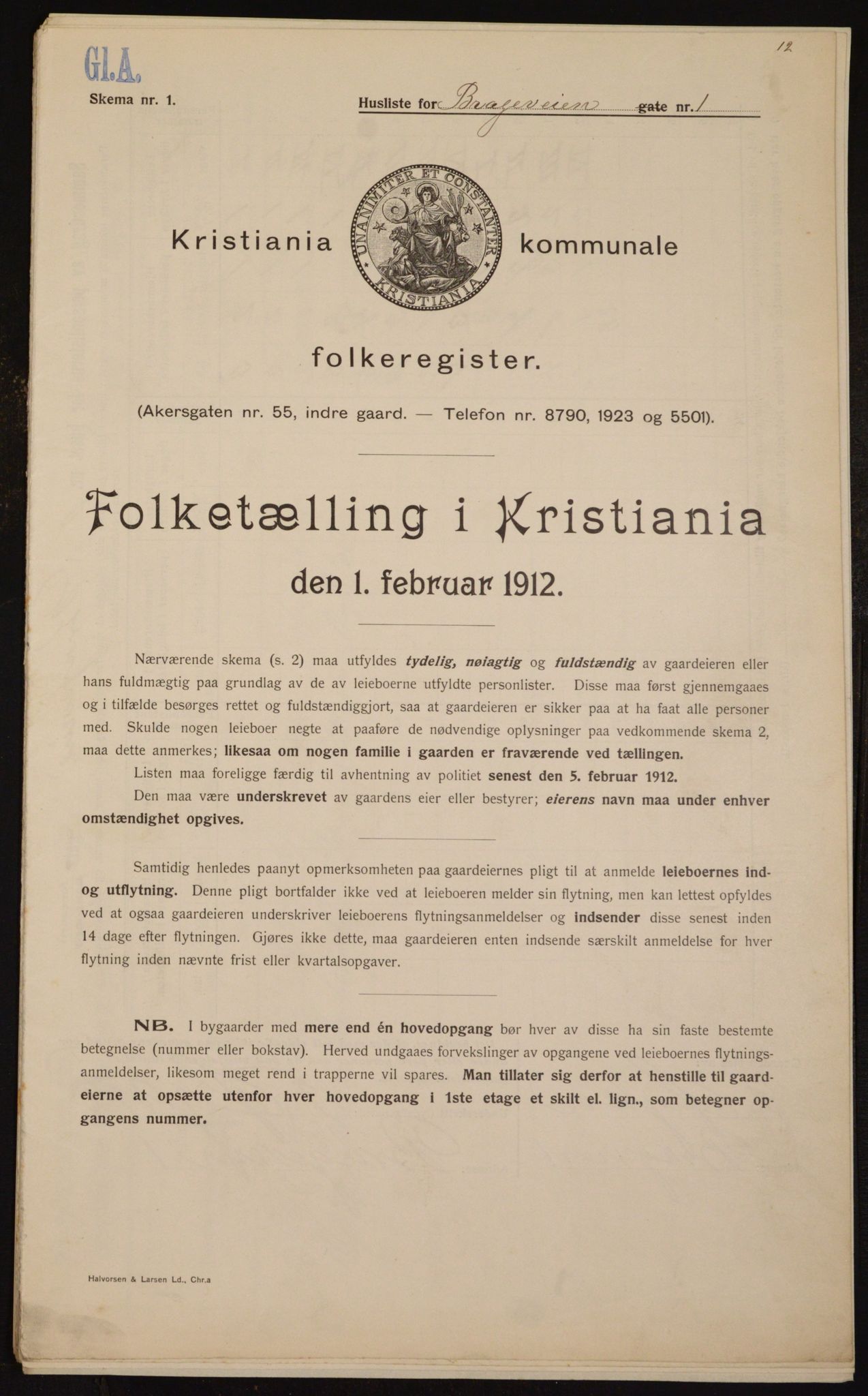 OBA, Kommunal folketelling 1.2.1912 for Kristiania, 1912, s. 7909