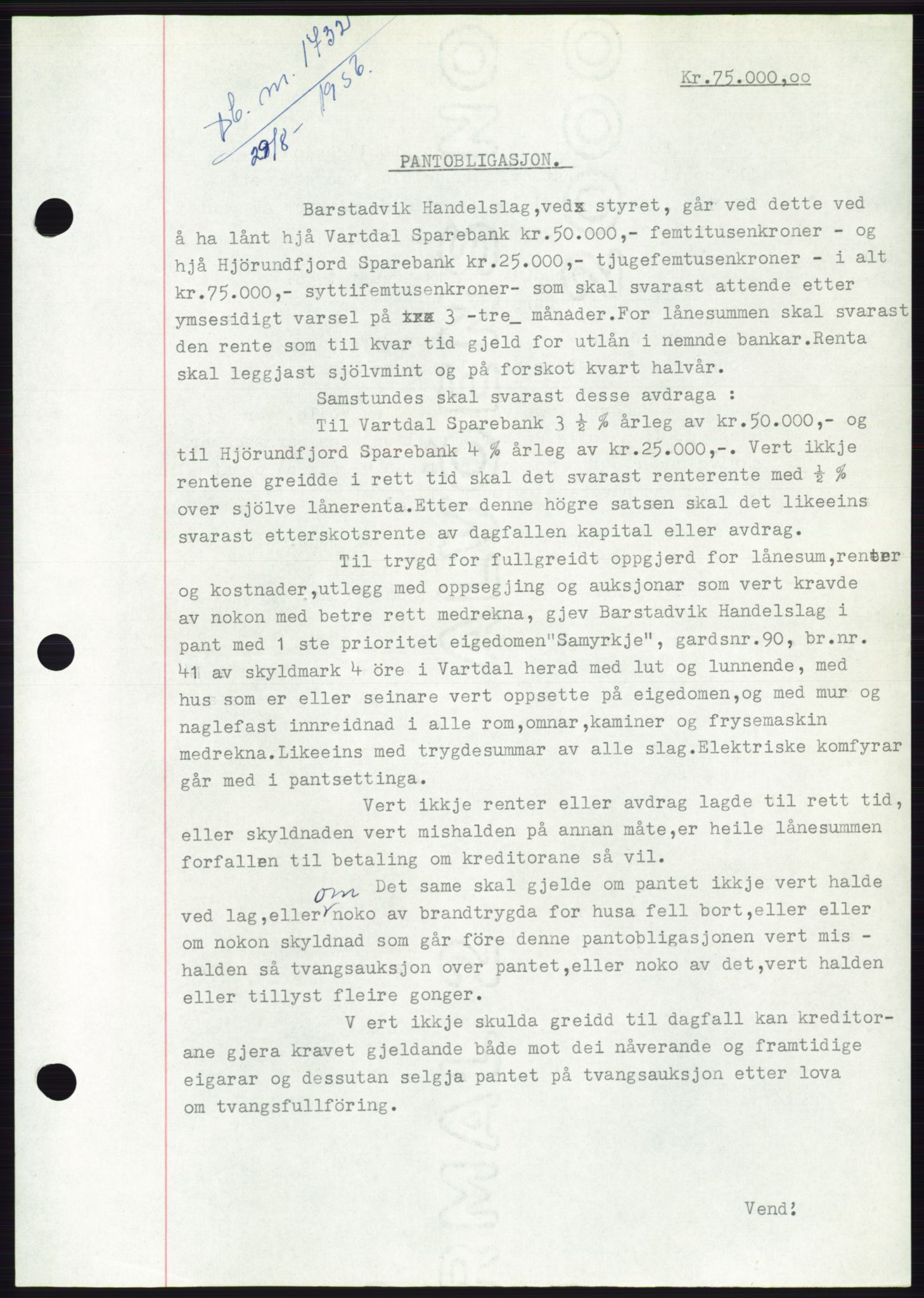 Søre Sunnmøre sorenskriveri, SAT/A-4122/1/2/2C/L0128: Pantebok nr. 16B, 1956-1956, Dagboknr: 1732/1956