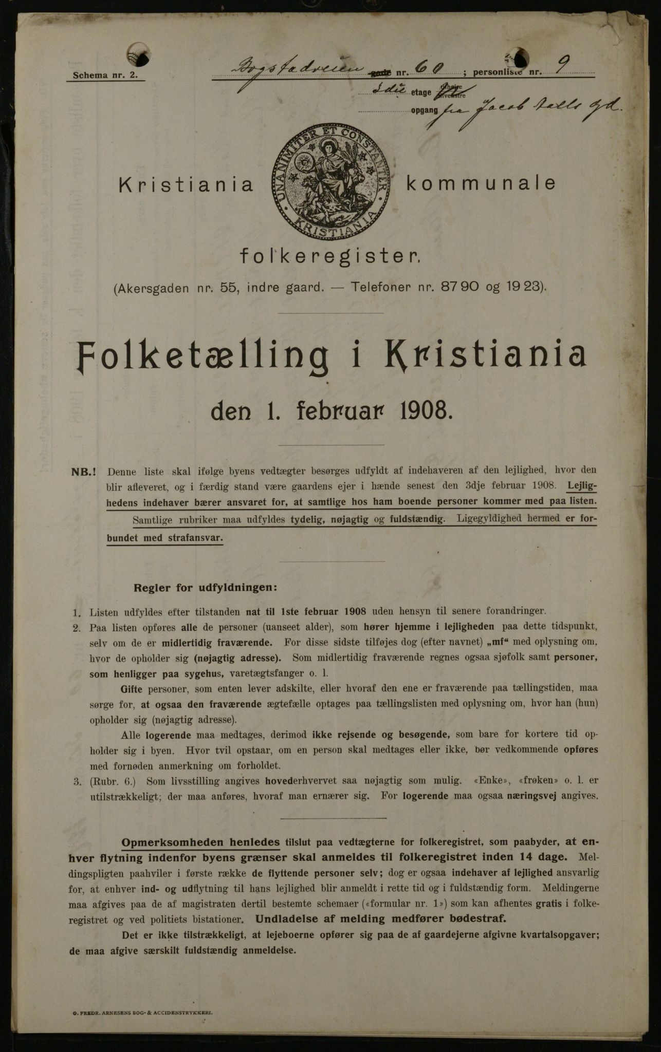 OBA, Kommunal folketelling 1.2.1908 for Kristiania kjøpstad, 1908, s. 7290