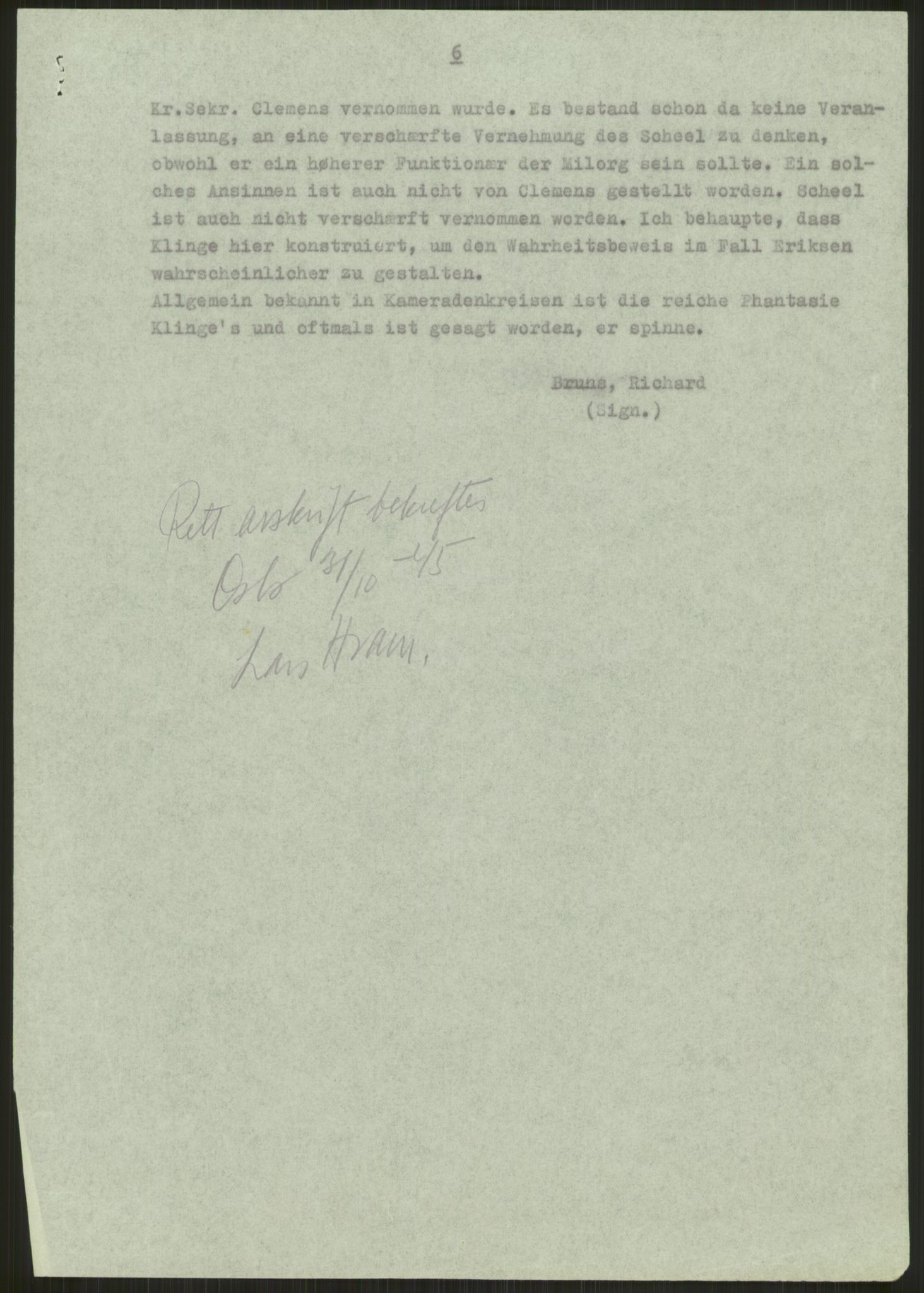 Landssvikarkivet, Oslo politikammer, AV/RA-S-3138-01/D/Dg/L0267/3699: Henlagt hnr. 3658 - 3665 / Hnr. 3662, 1945-1946, s. 69