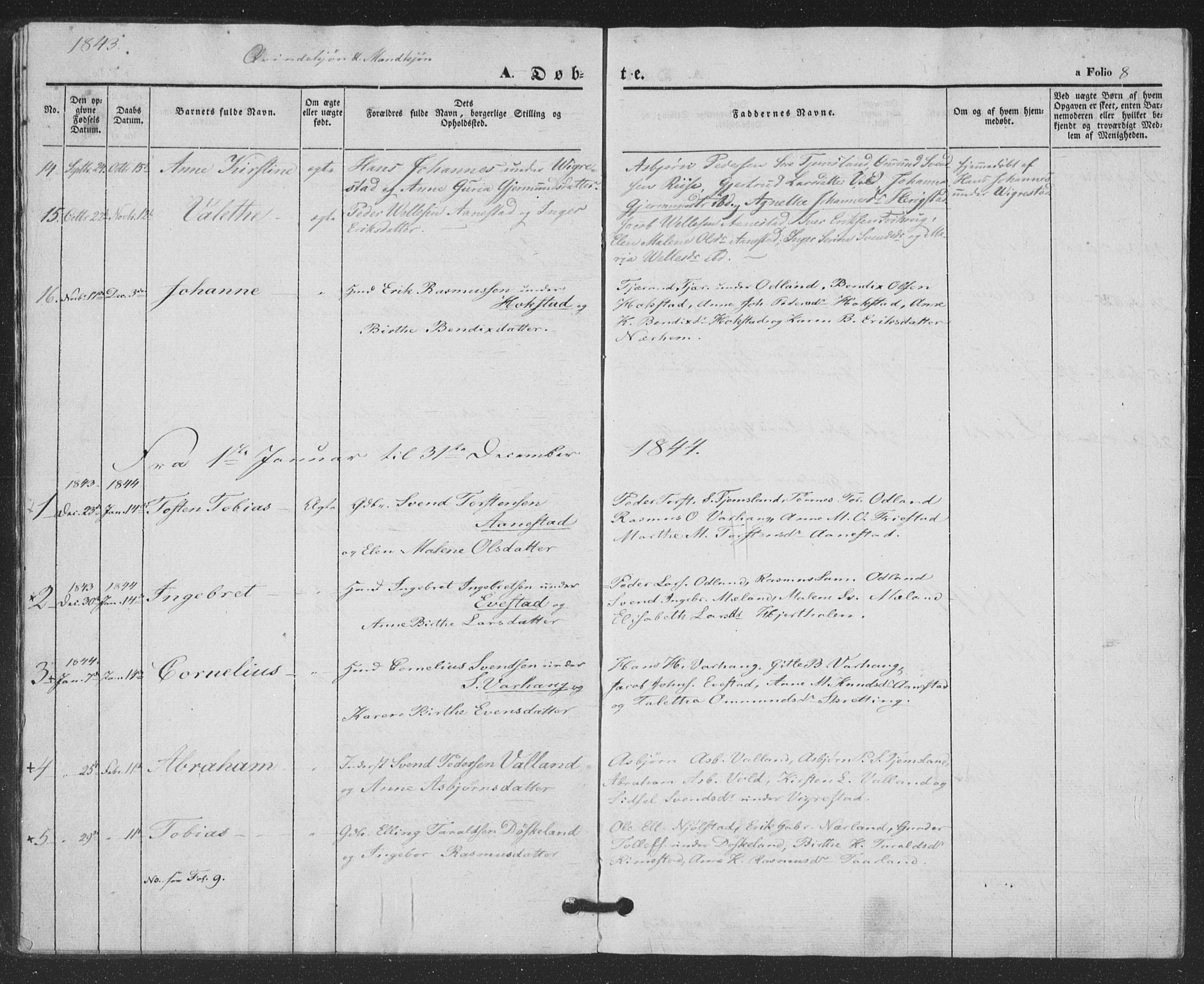 Hå sokneprestkontor, AV/SAST-A-101801/001/30BA/L0007: Ministerialbok nr. A 6, 1842-1855, s. 8