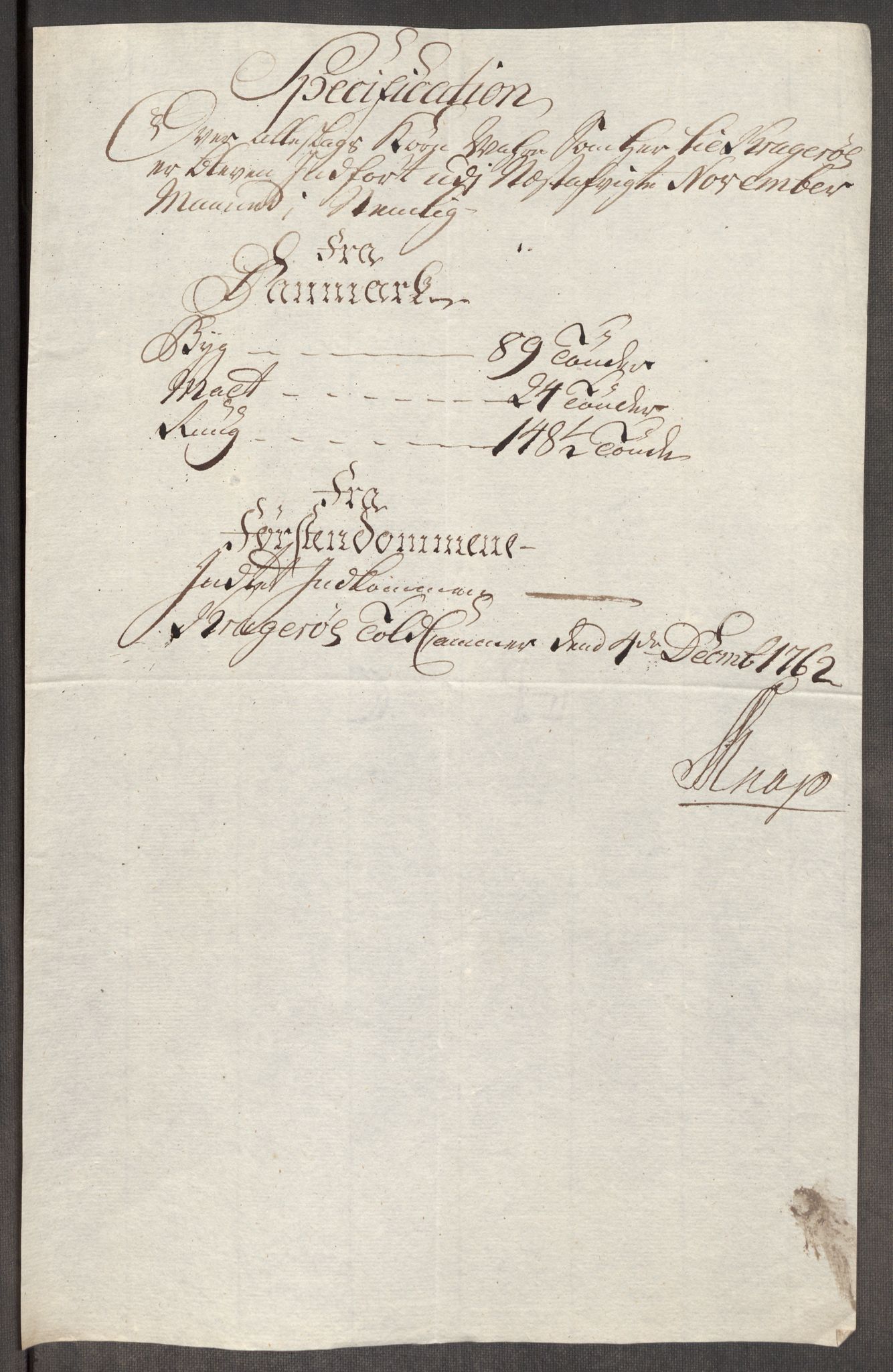 Rentekammeret inntil 1814, Realistisk ordnet avdeling, RA/EA-4070/Oe/L0007: [Ø1]: Priskuranter, 1761-1763, s. 468
