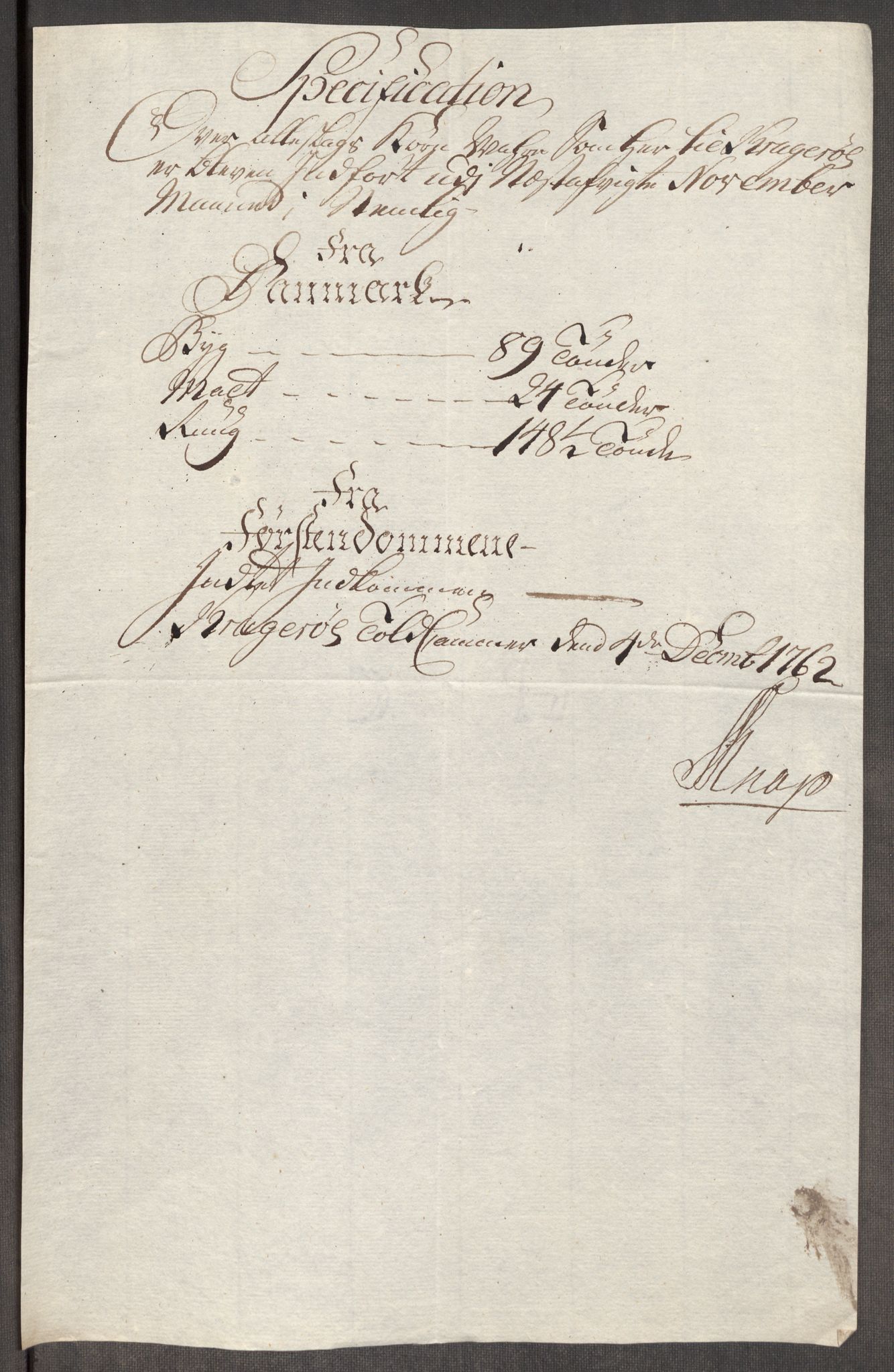 Rentekammeret inntil 1814, Realistisk ordnet avdeling, AV/RA-EA-4070/Oe/L0007: [Ø1]: Priskuranter, 1761-1763, s. 468