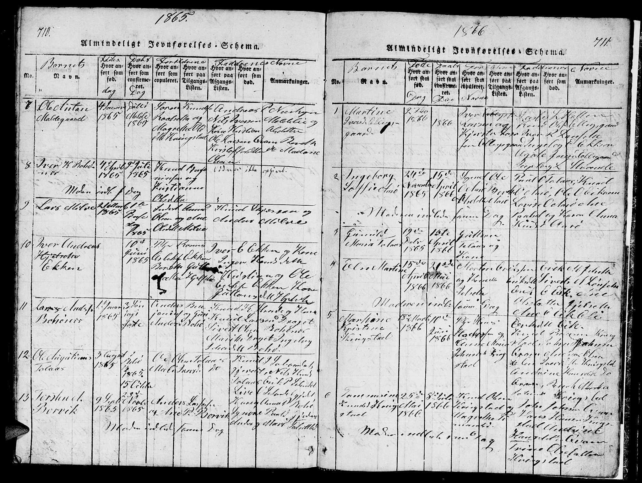 Ministerialprotokoller, klokkerbøker og fødselsregistre - Møre og Romsdal, AV/SAT-A-1454/555/L0665: Klokkerbok nr. 555C01, 1818-1868, s. 710-711