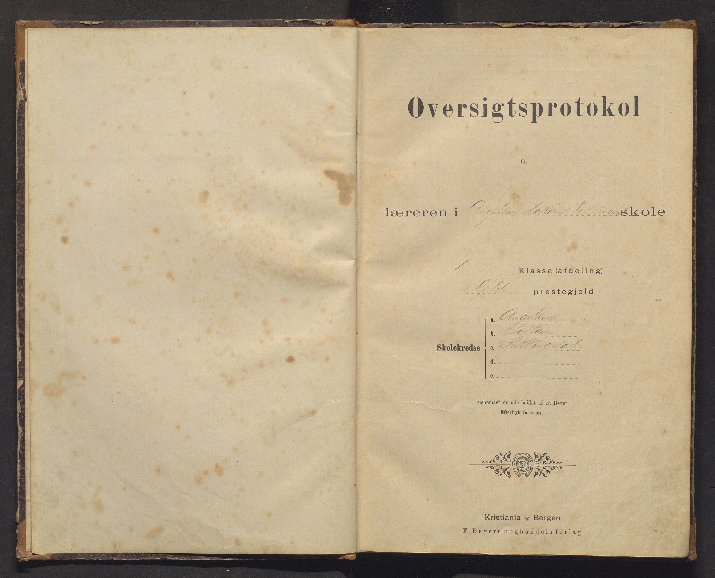 Fjell kommune. Barneskulane, IKAH/1246-231/F/Fl/L0001: Skuleprotokoll for Lokøy, Lønøy og Angeltveit krinsar , 1893-1901