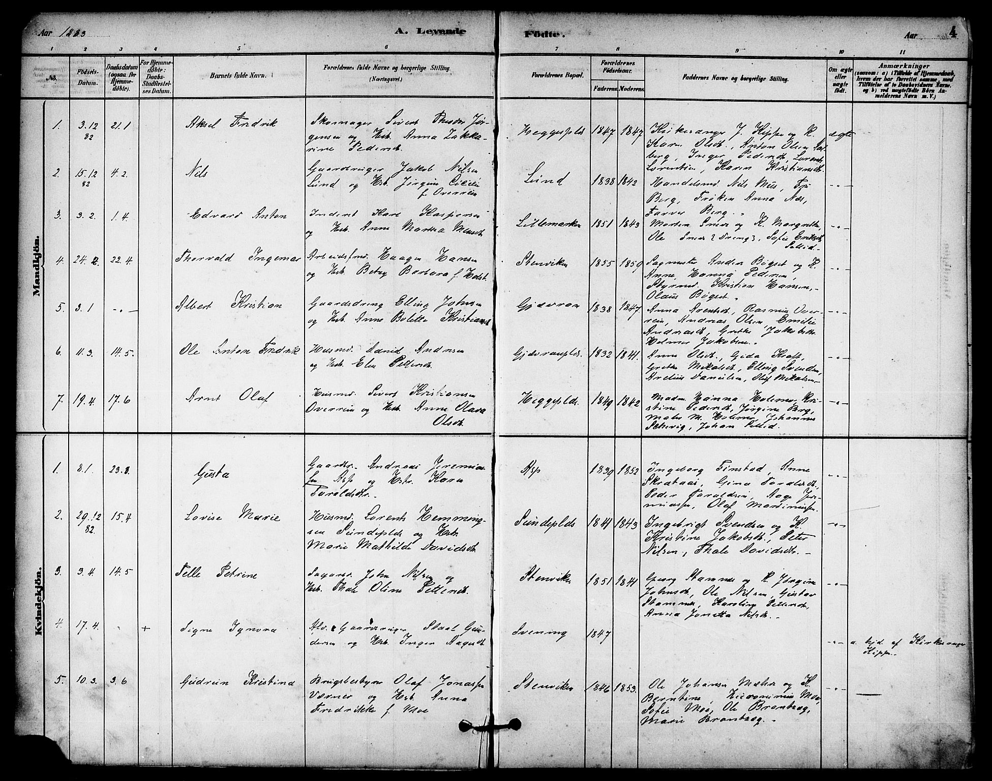 Ministerialprotokoller, klokkerbøker og fødselsregistre - Nord-Trøndelag, SAT/A-1458/740/L0378: Ministerialbok nr. 740A01, 1881-1895, s. 4