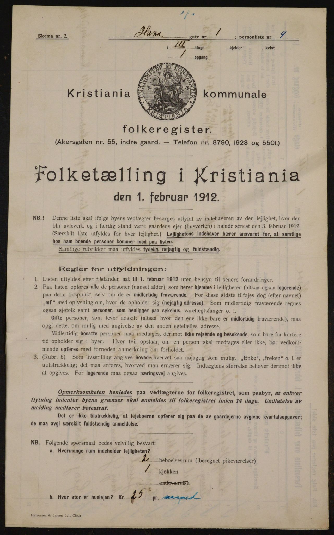 OBA, Kommunal folketelling 1.2.1912 for Kristiania, 1912, s. 33328