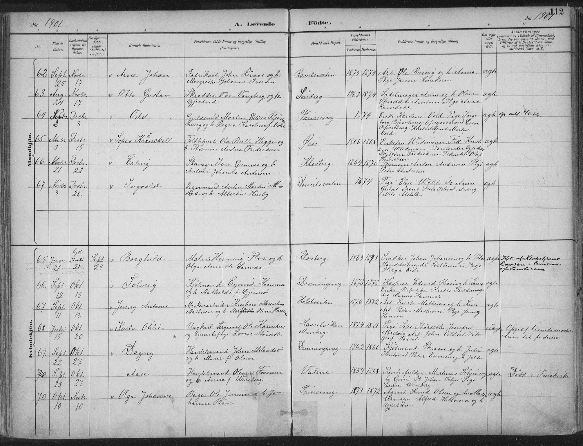 Ministerialprotokoller, klokkerbøker og fødselsregistre - Sør-Trøndelag, SAT/A-1456/601/L0062: Ministerialbok nr. 601A30, 1891-1911, s. 112