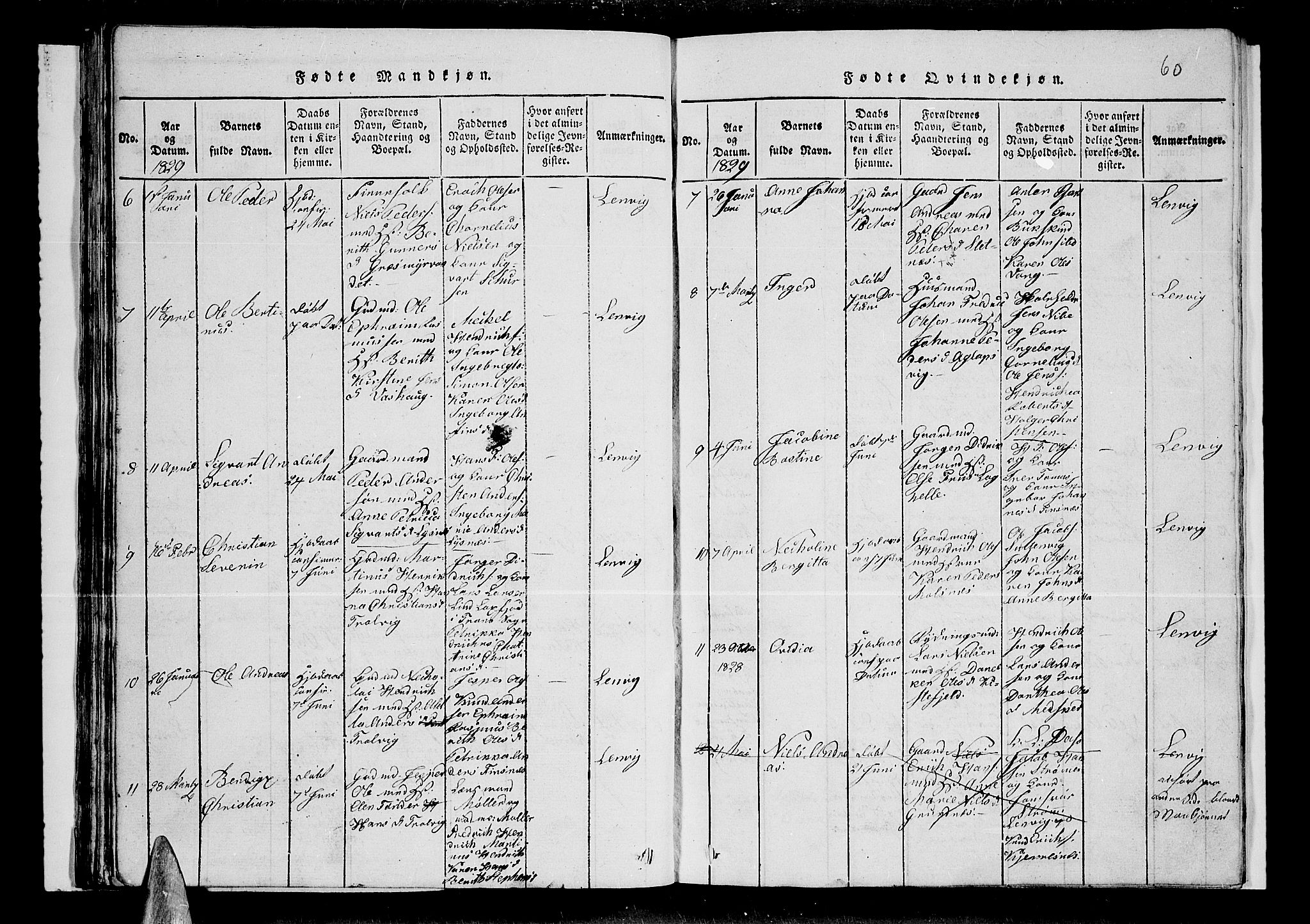 Lenvik sokneprestembete, SATØ/S-1310/H/Ha/Hab/L0001klokker: Klokkerbok nr. 1, 1822-1837, s. 60