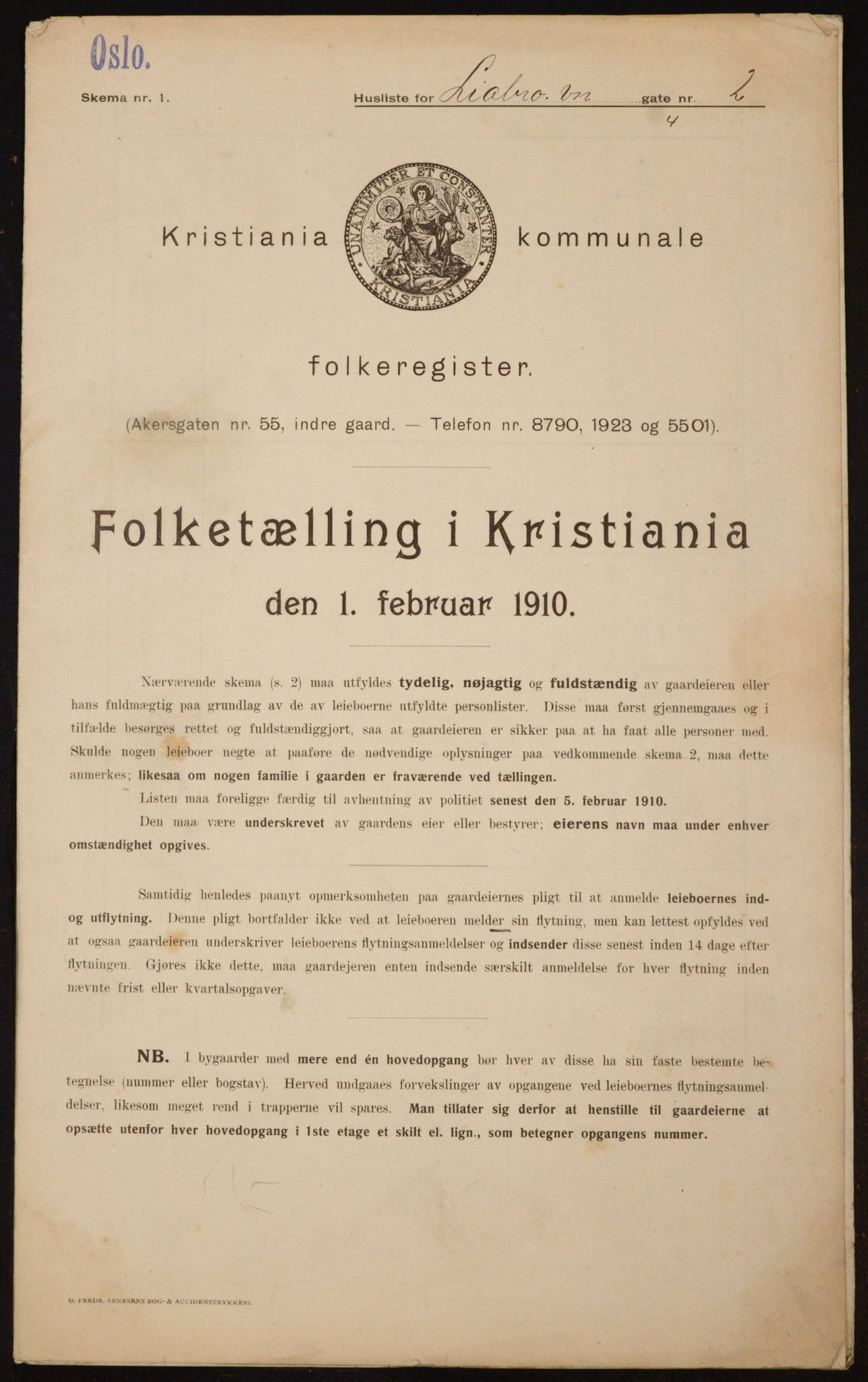 OBA, Kommunal folketelling 1.2.1910 for Kristiania, 1910, s. 55826