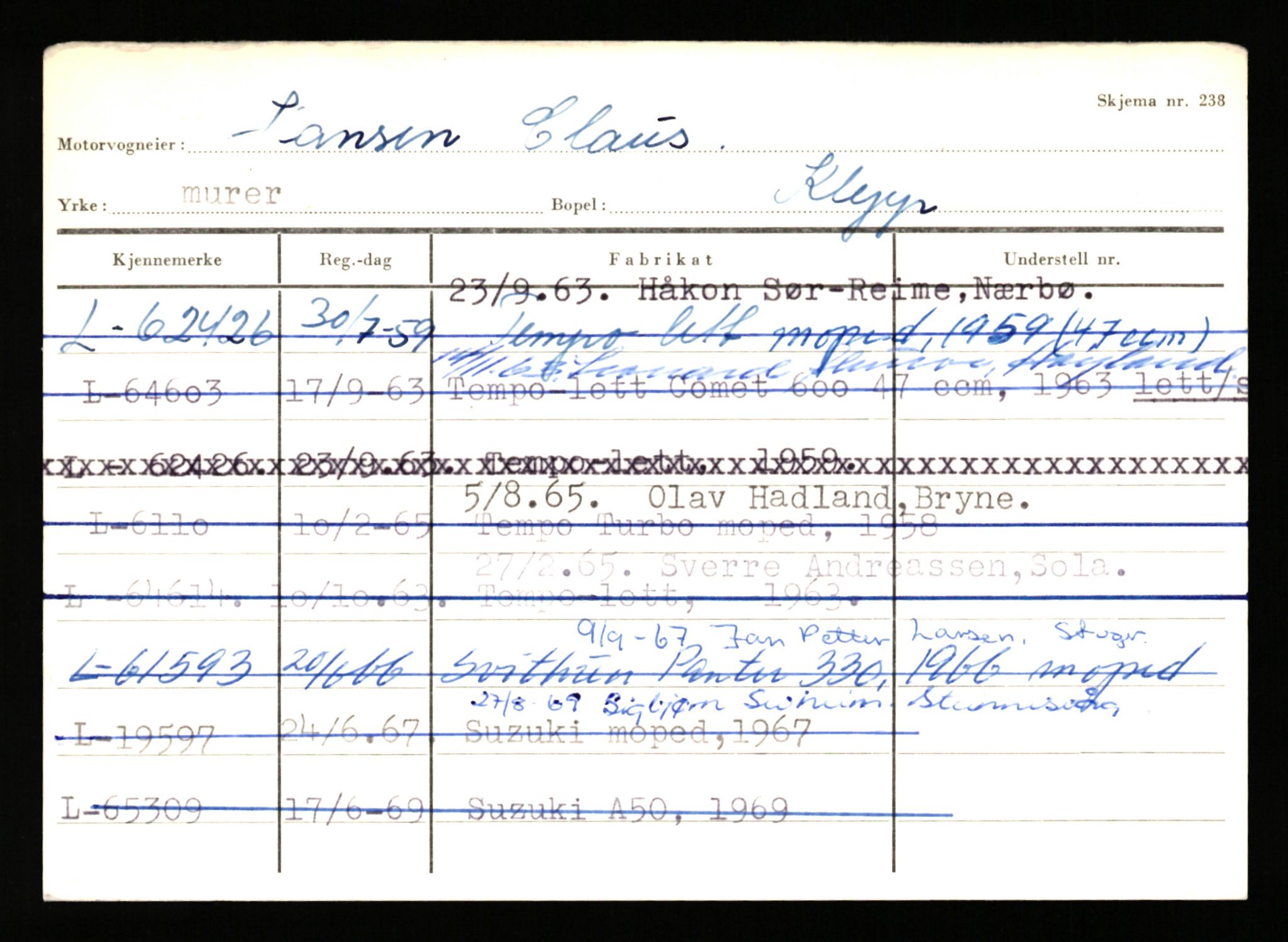 Stavanger trafikkstasjon, AV/SAST-A-101942/0/H/L0013: Hanson - Haveland, 1930-1971, s. 17