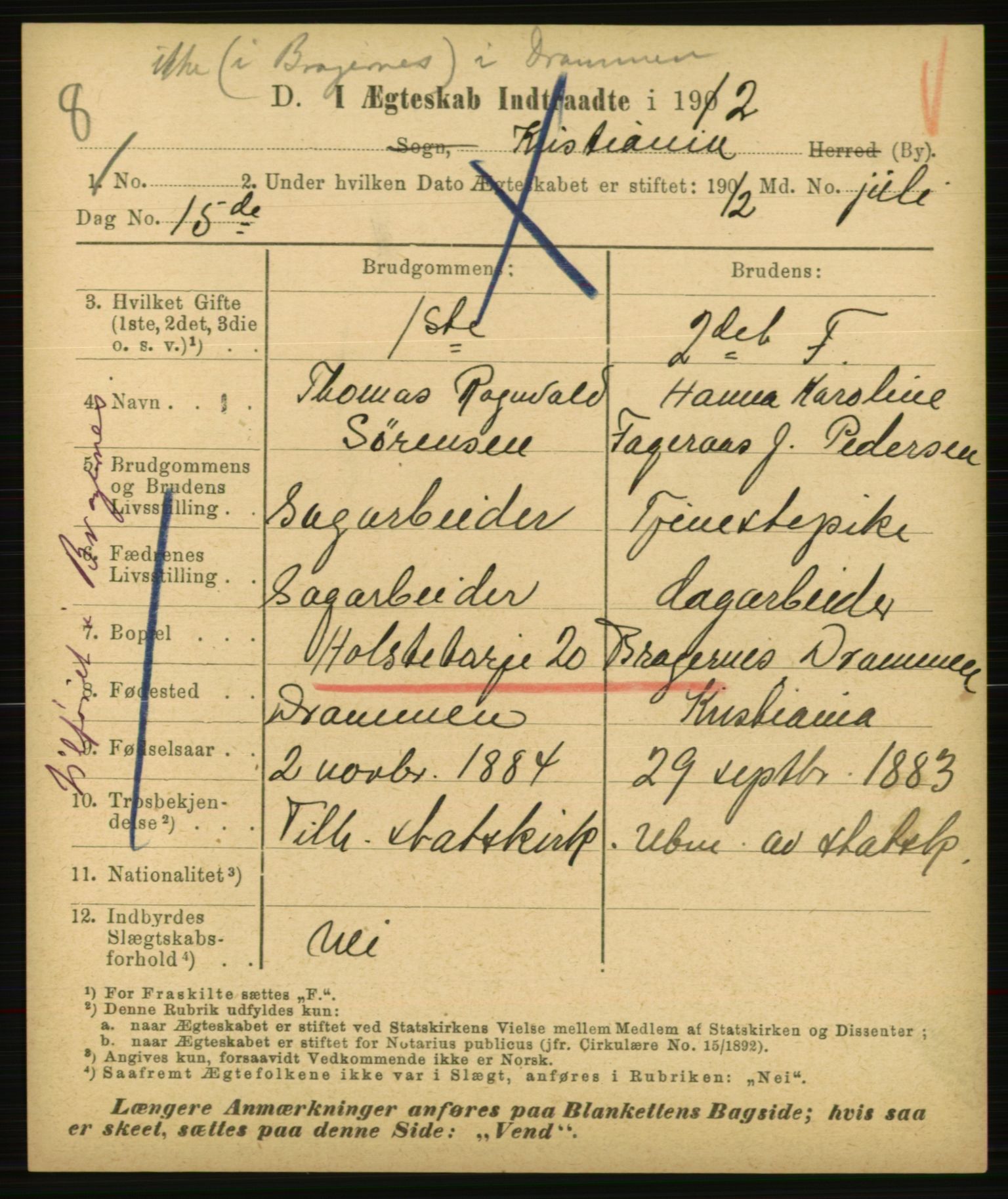 Statistisk sentralbyrå, Sosiodemografiske emner, Befolkning, AV/RA-S-2228/E/L0010: Fødte, gifte, døde dissentere., 1912, s. 2401