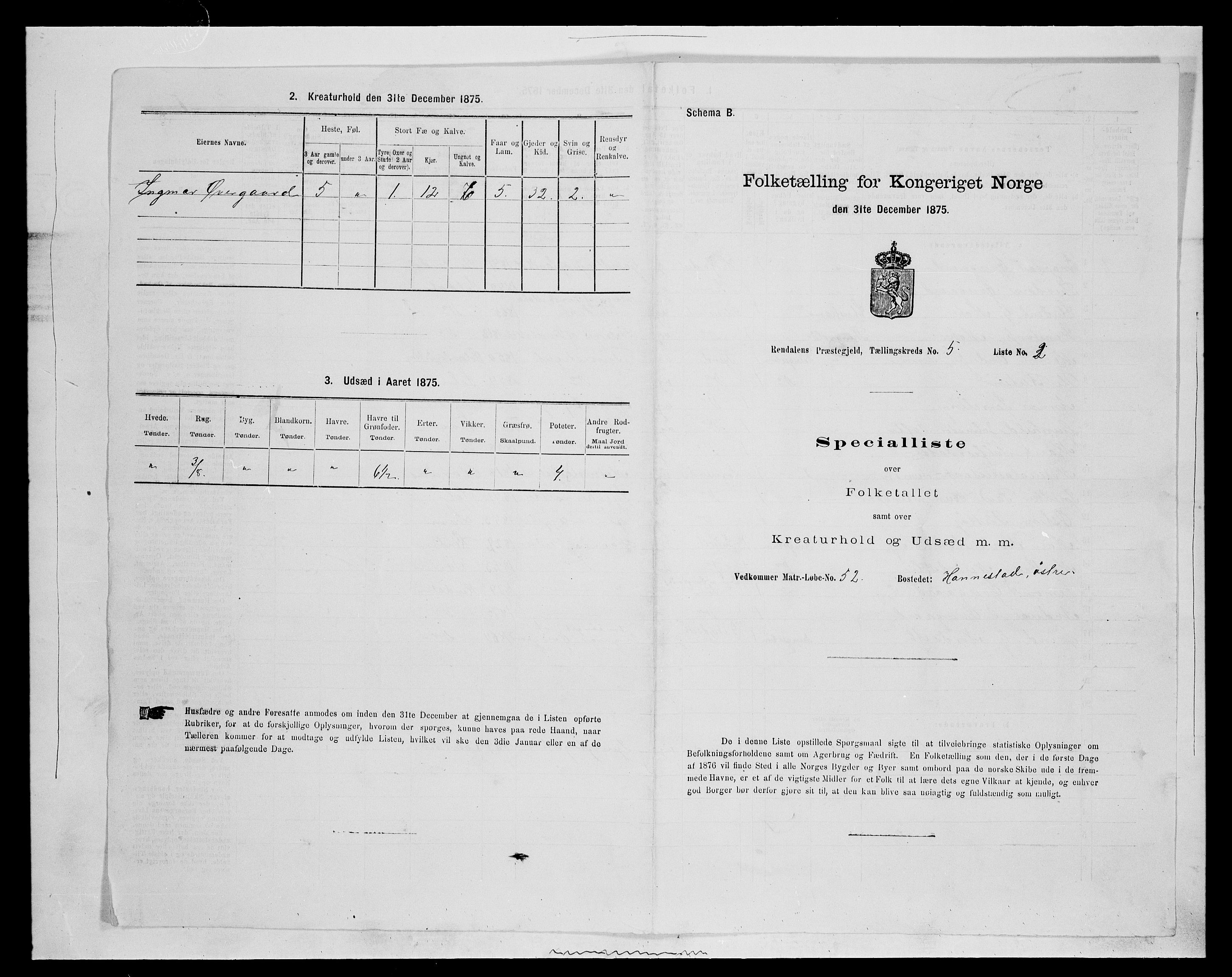 SAH, Folketelling 1875 for 0432P Rendalen prestegjeld, 1875, s. 450