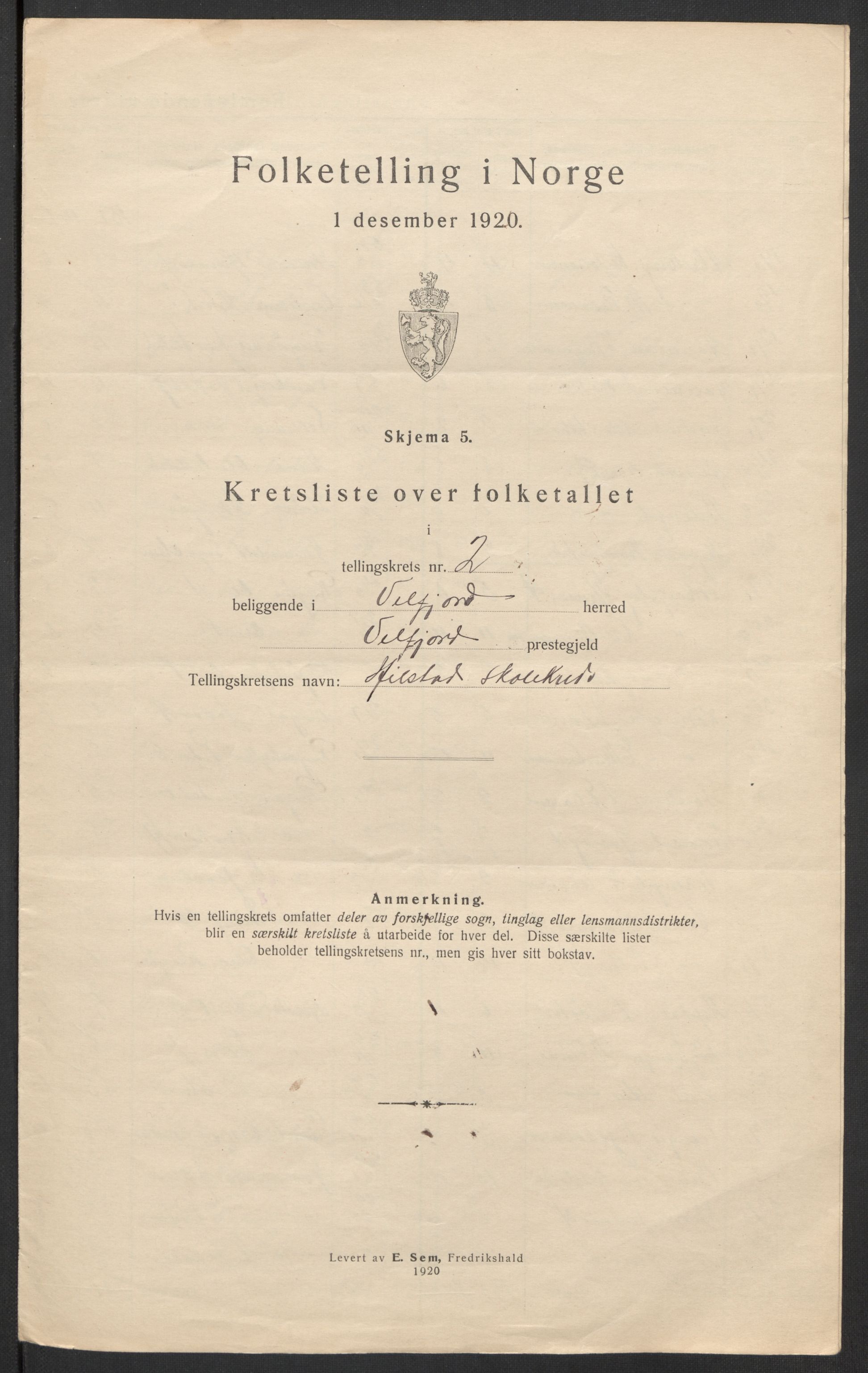 SAT, Folketelling 1920 for 1813 Velfjord herred, 1920, s. 15