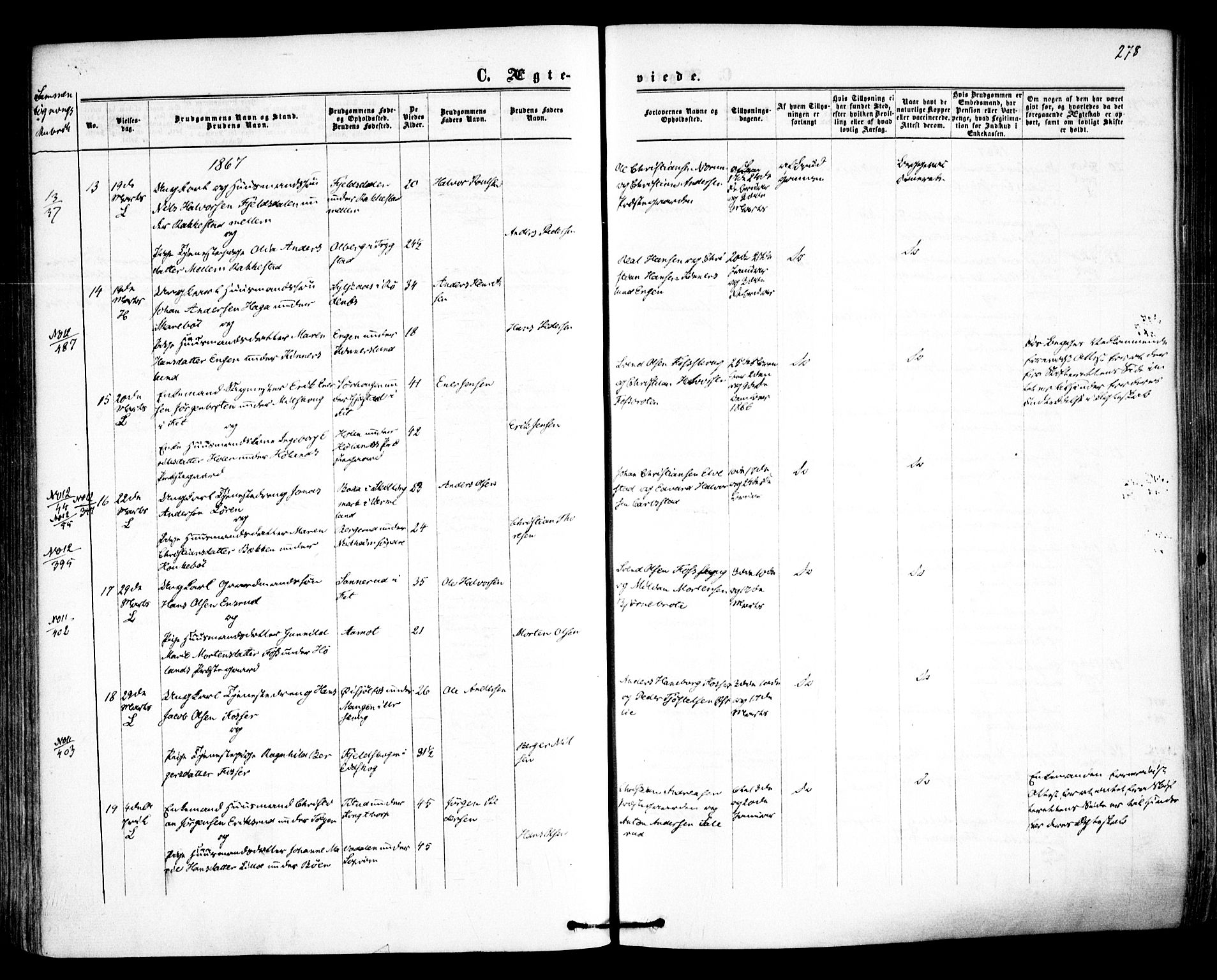 Høland prestekontor Kirkebøker, AV/SAO-A-10346a/F/Fa/L0011: Ministerialbok nr. I 11, 1862-1869, s. 278