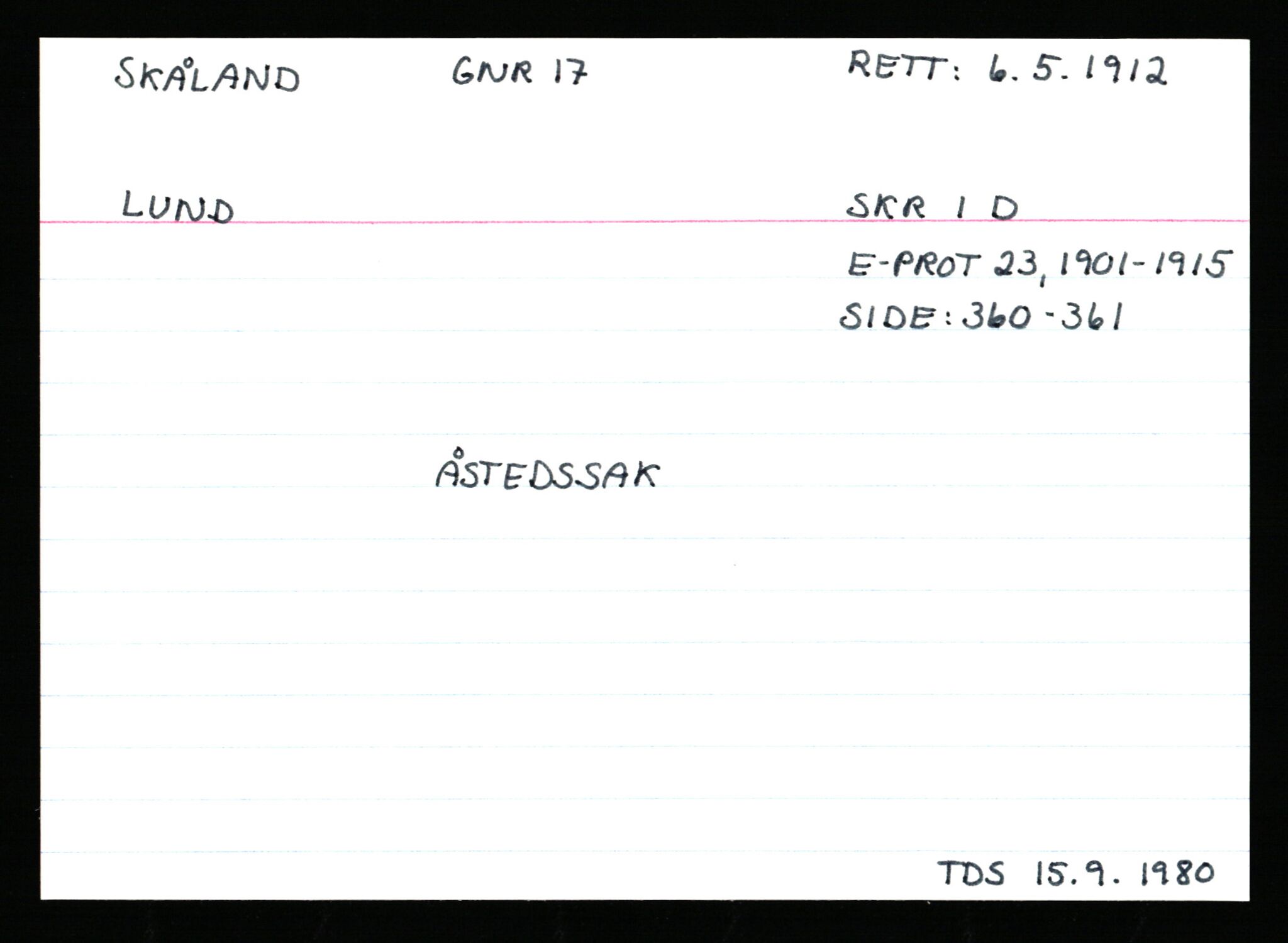 Statsarkivet i Stavanger, AV/SAST-A-101971/03/Y/Ym/L0053: Åstedskort sortert etter gårdsnavn: Skudeneshavn - Solbjør, 1600-1950, s. 143