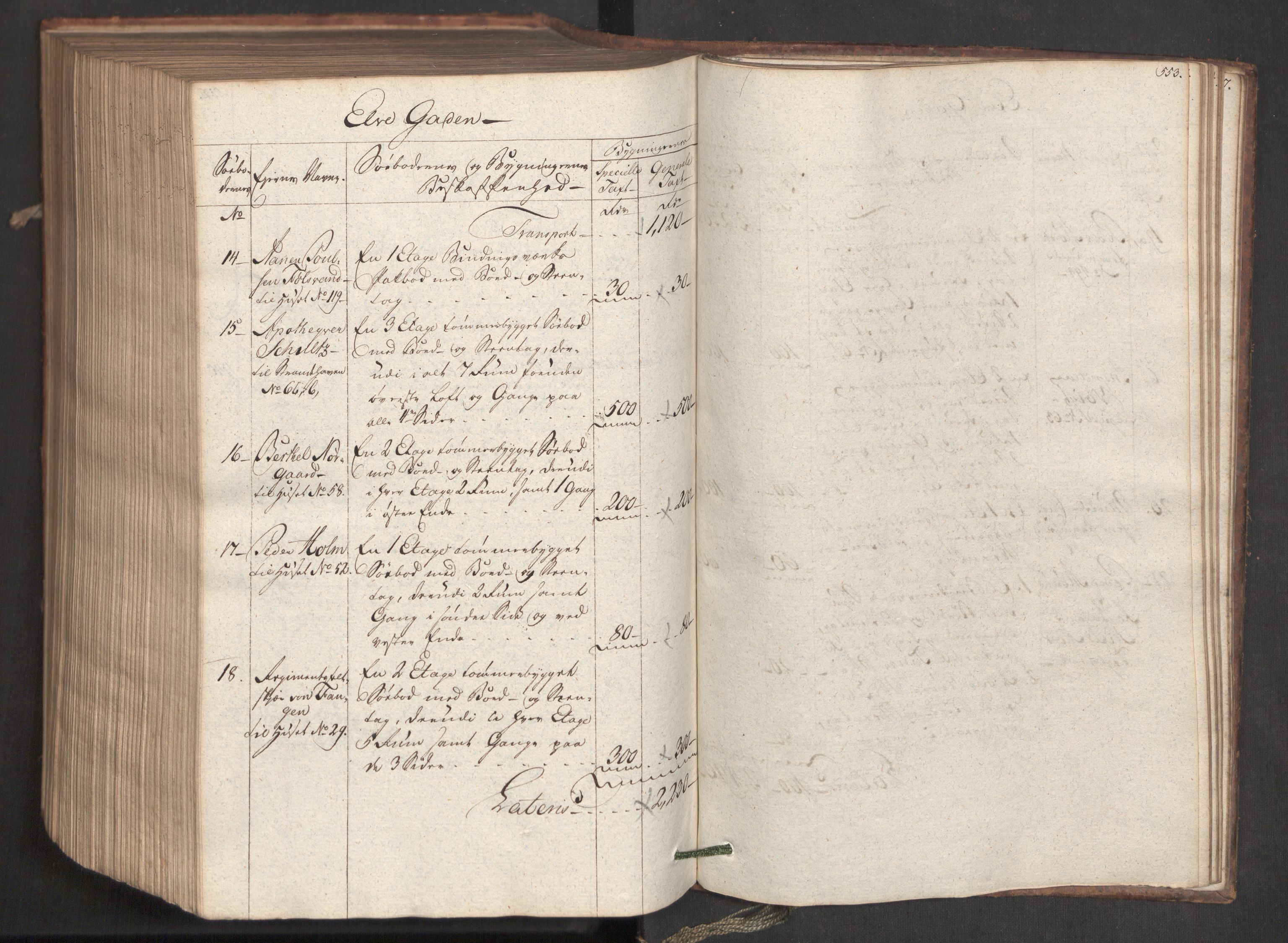 Kommersekollegiet, Brannforsikringskontoret 1767-1814, AV/RA-EA-5458/F/Fa/L0019/0001: Kristiansand / Branntakstprotokoll, 1797, s. 553