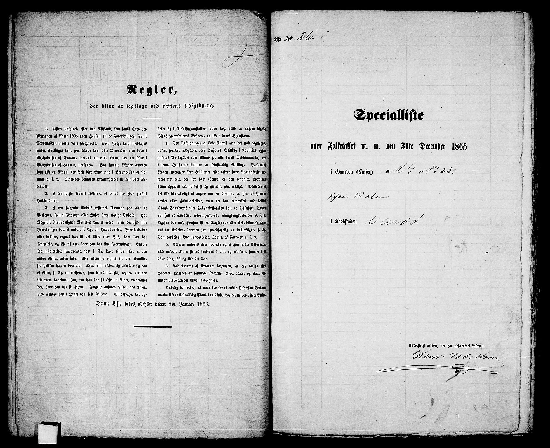 RA, Folketelling 1865 for 2002B Vardø prestegjeld, Vardø kjøpstad, 1865, s. 58