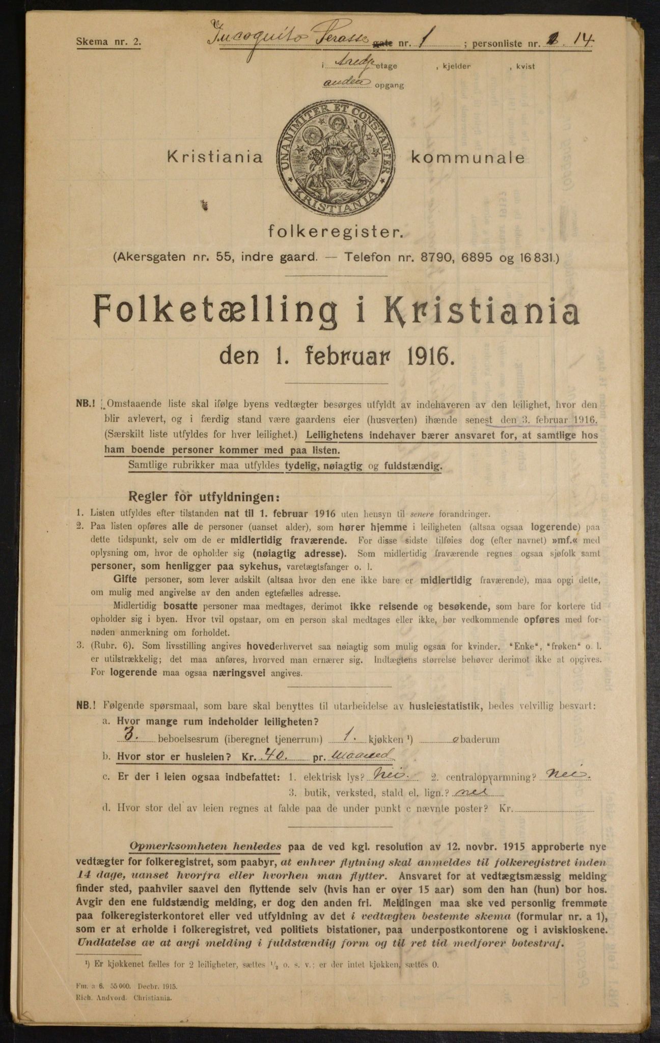 OBA, Kommunal folketelling 1.2.1916 for Kristiania, 1916, s. 45298