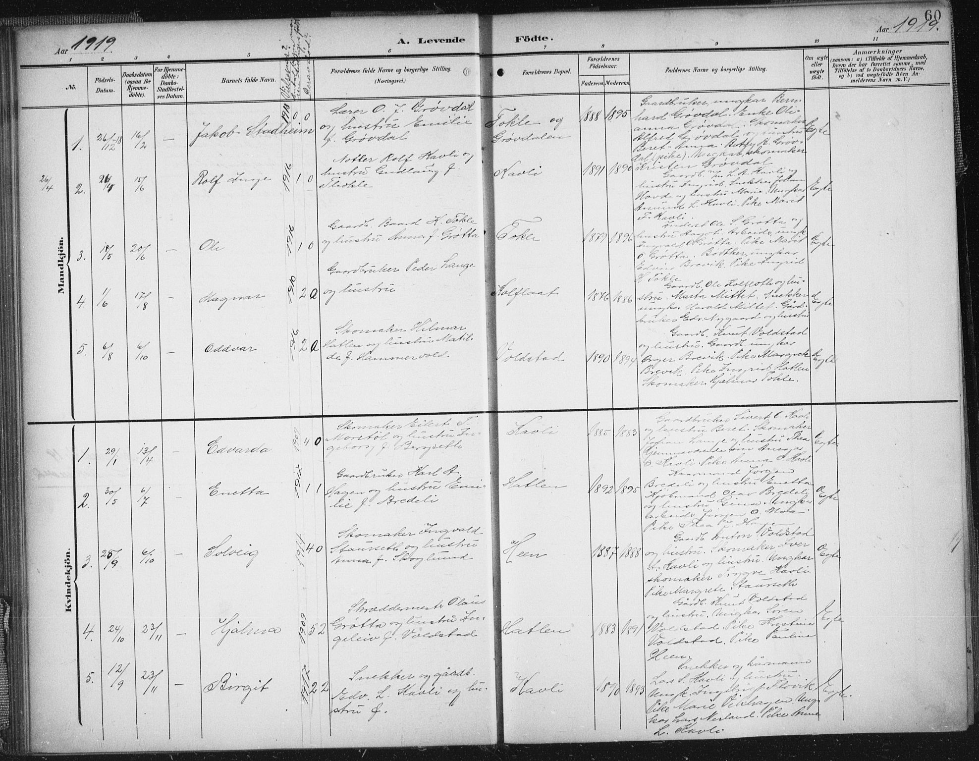 Ministerialprotokoller, klokkerbøker og fødselsregistre - Møre og Romsdal, SAT/A-1454/545/L0589: Klokkerbok nr. 545C03, 1902-1937, s. 60