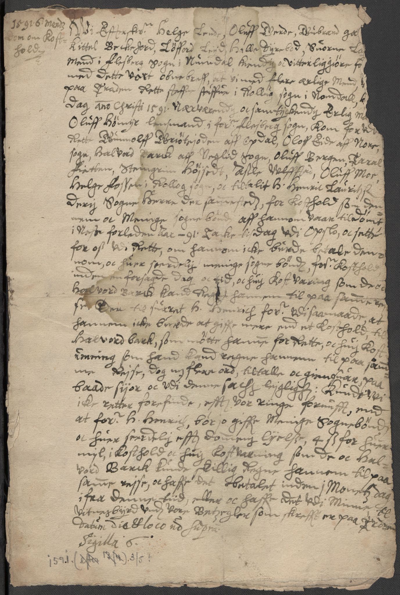 Riksarkivets diplomsamling, AV/RA-EA-5965/F15/L0017: Prestearkiv - Buskerud, 1553-1760, s. 15