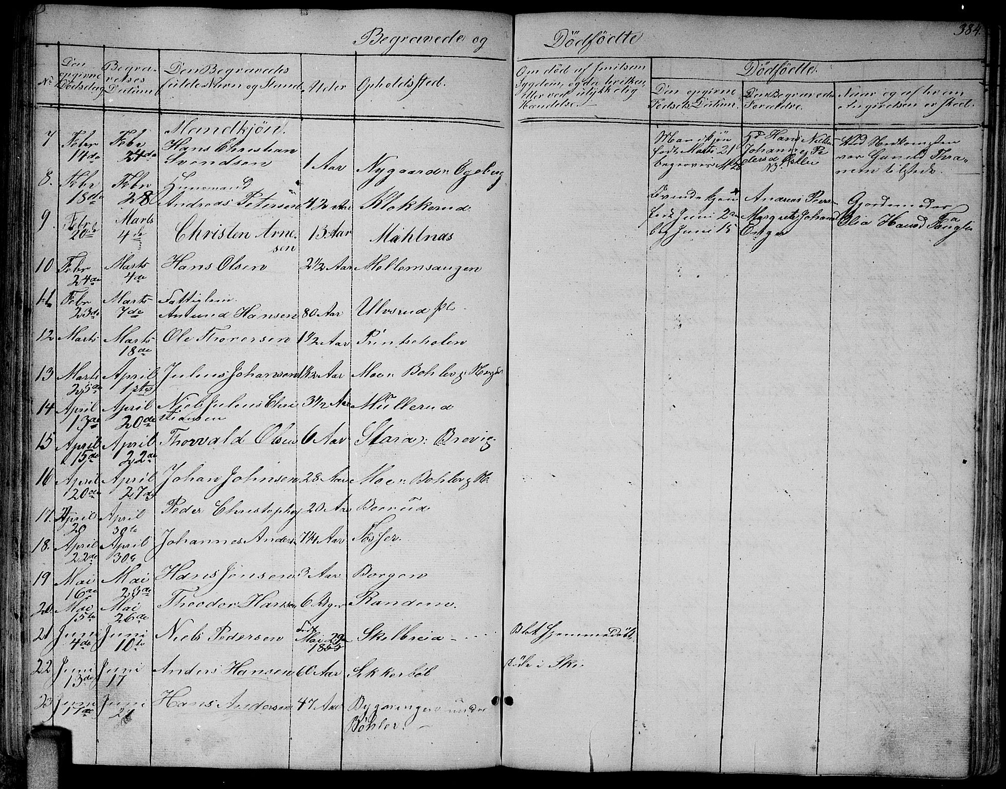 Enebakk prestekontor Kirkebøker, AV/SAO-A-10171c/G/Ga/L0004: Klokkerbok nr. I 4, 1850-1866, s. 384