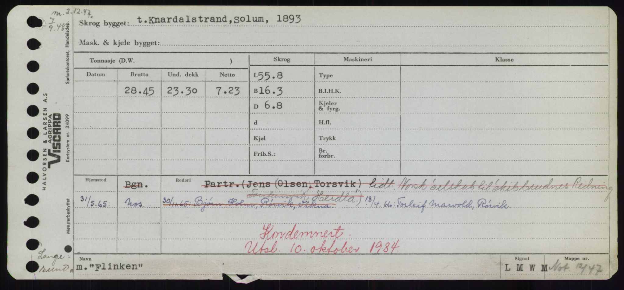 Sjøfartsdirektoratet med forløpere, Skipsmålingen, RA/S-1627/H/Hd/L0011: Fartøy, Fla-Får, s. 29