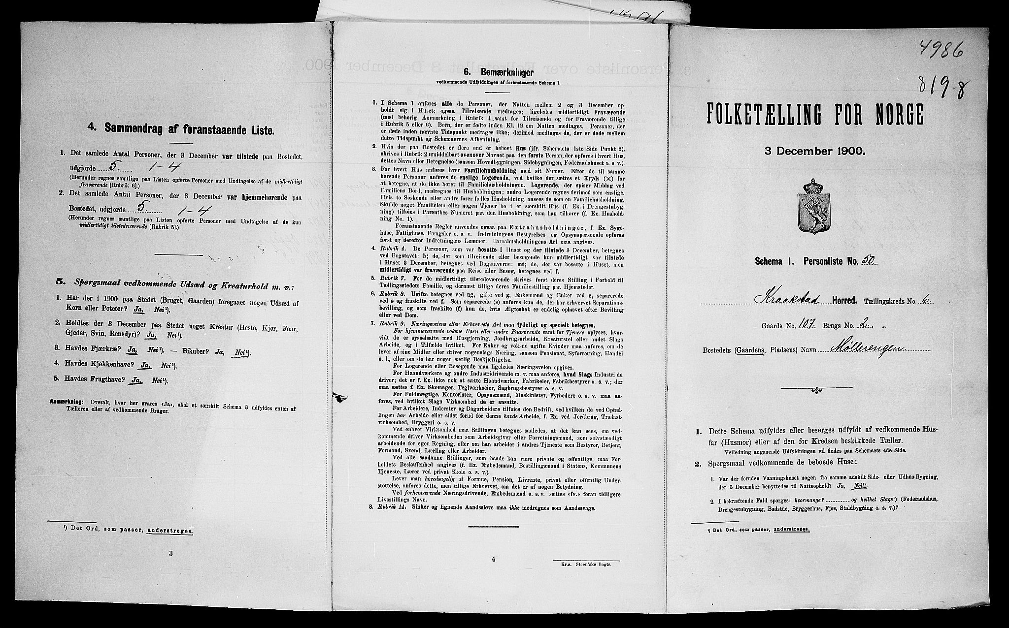 SAO, Folketelling 1900 for 0212 Kråkstad herred, 1900