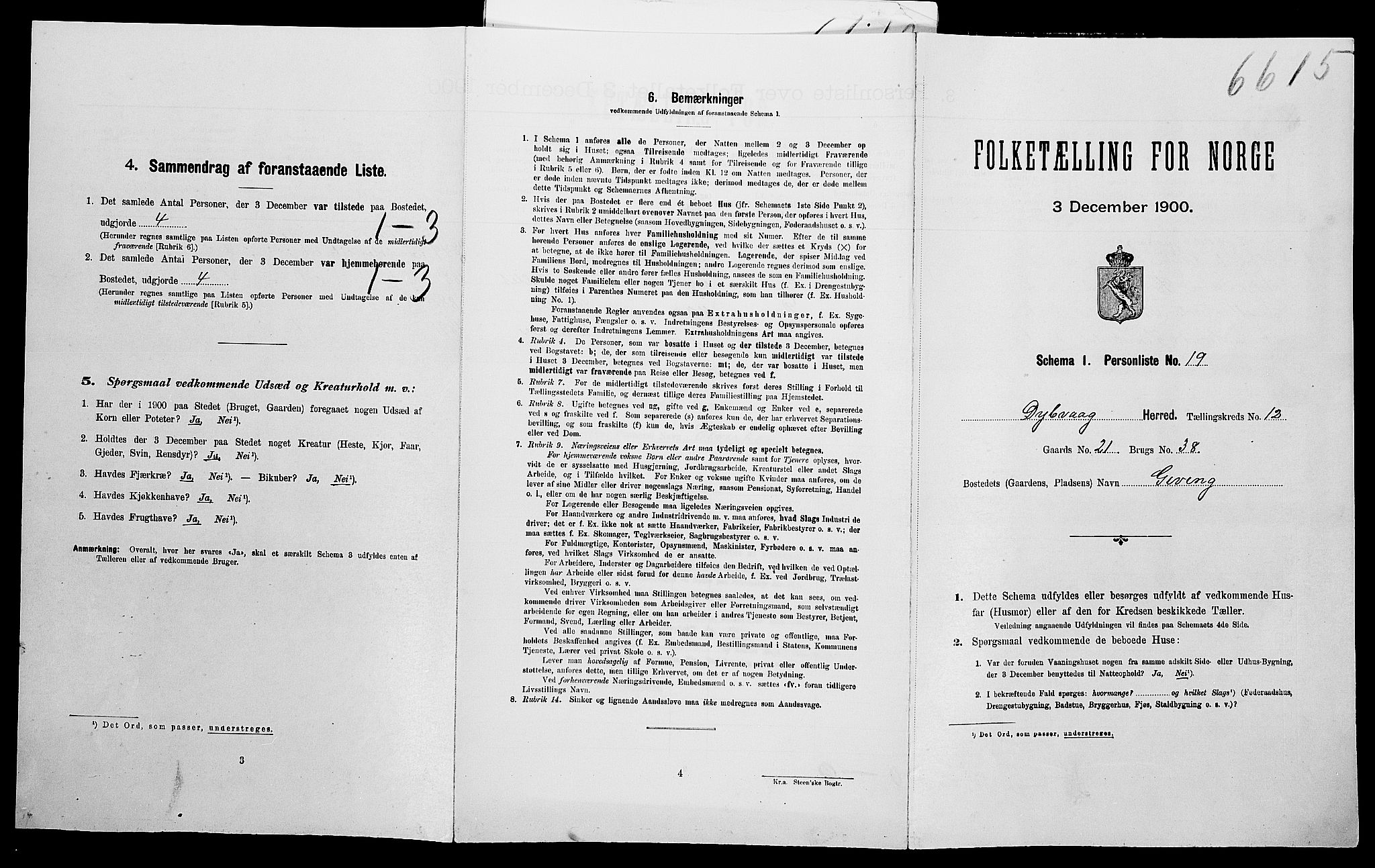 SAK, Folketelling 1900 for 0915 Dypvåg herred, 1900, s. 1271
