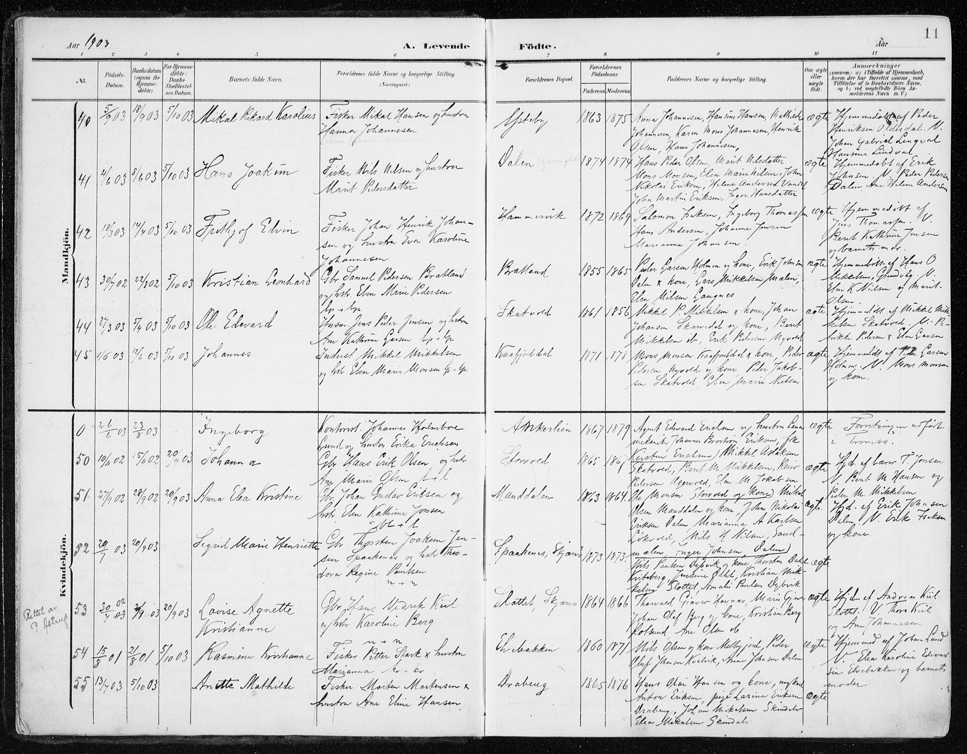 Lyngen sokneprestembete, AV/SATØ-S-1289/H/He/Hea/L0011kirke: Ministerialbok nr. 11, 1903-1913, s. 11