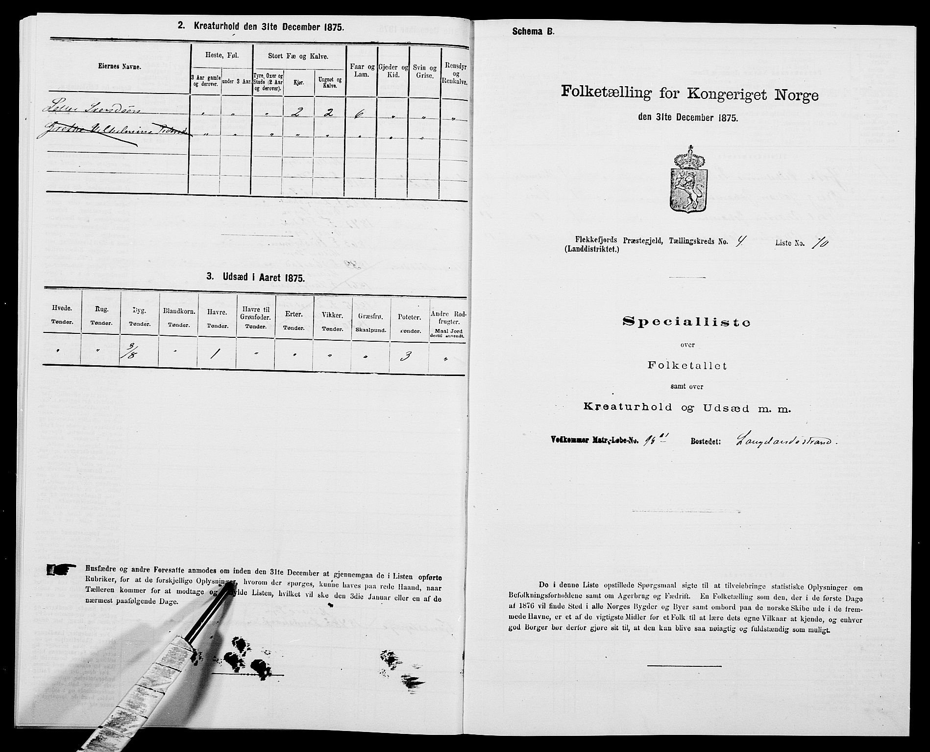 SAK, Folketelling 1875 for 1042L Flekkefjord prestegjeld, Nes sokn og Hidra sokn, 1875, s. 552