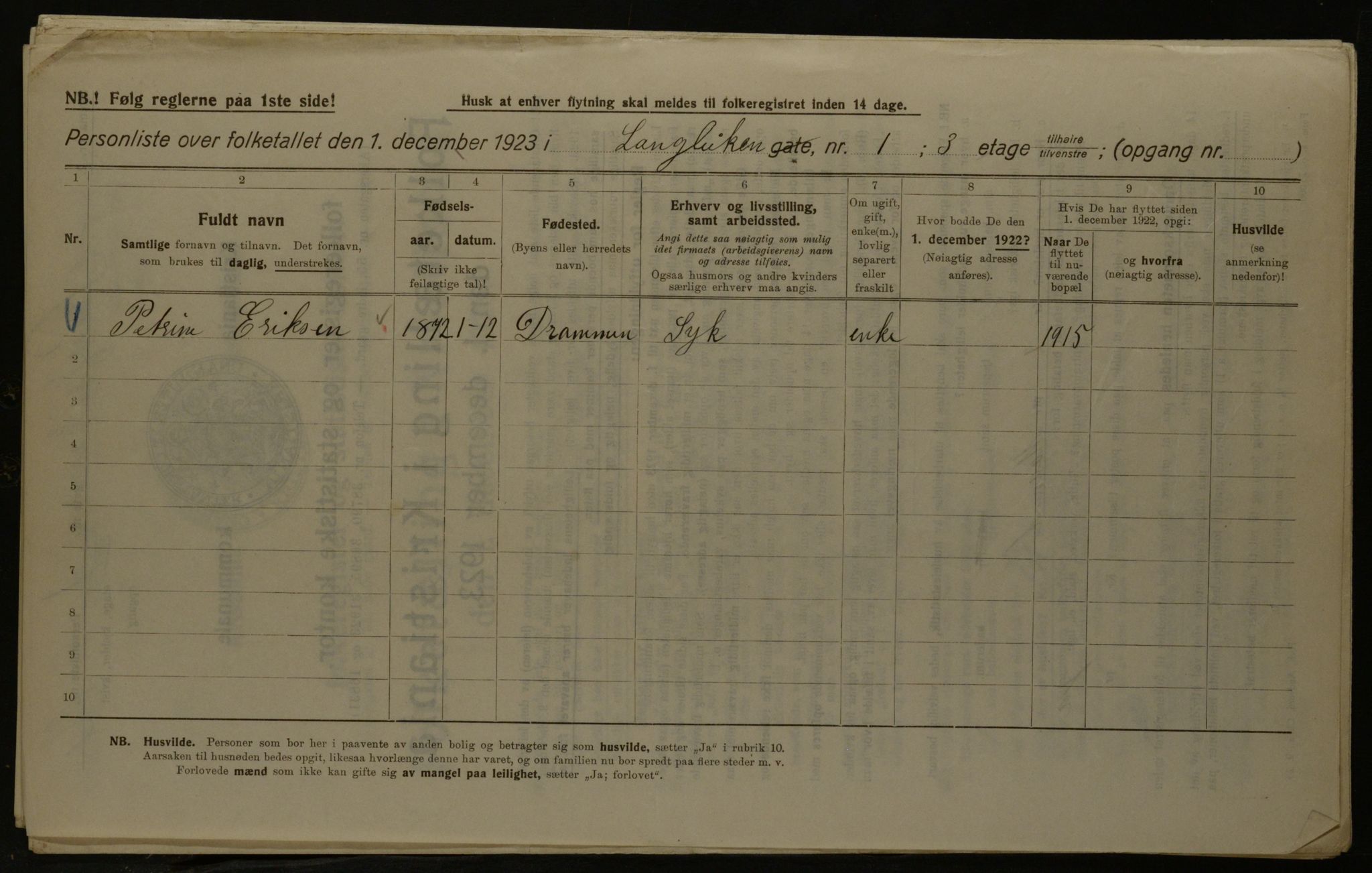 OBA, Kommunal folketelling 1.12.1923 for Kristiania, 1923, s. 63180