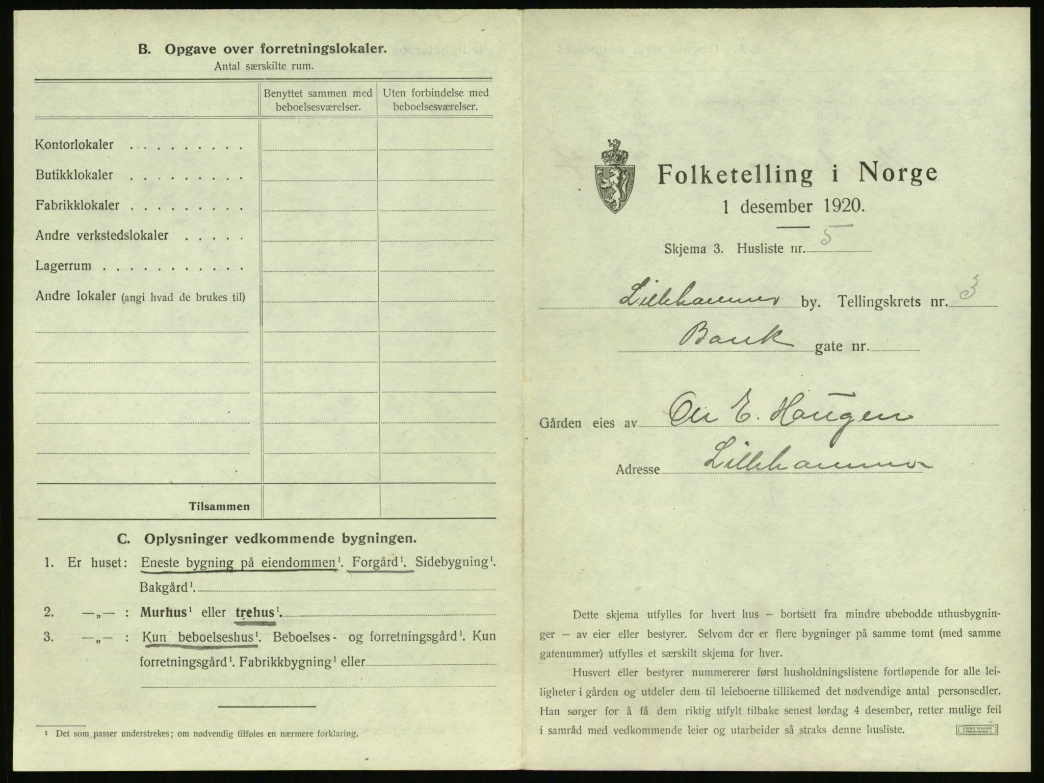 SAH, Folketelling 1920 for 0501 Lillehammer kjøpstad, 1920, s. 312