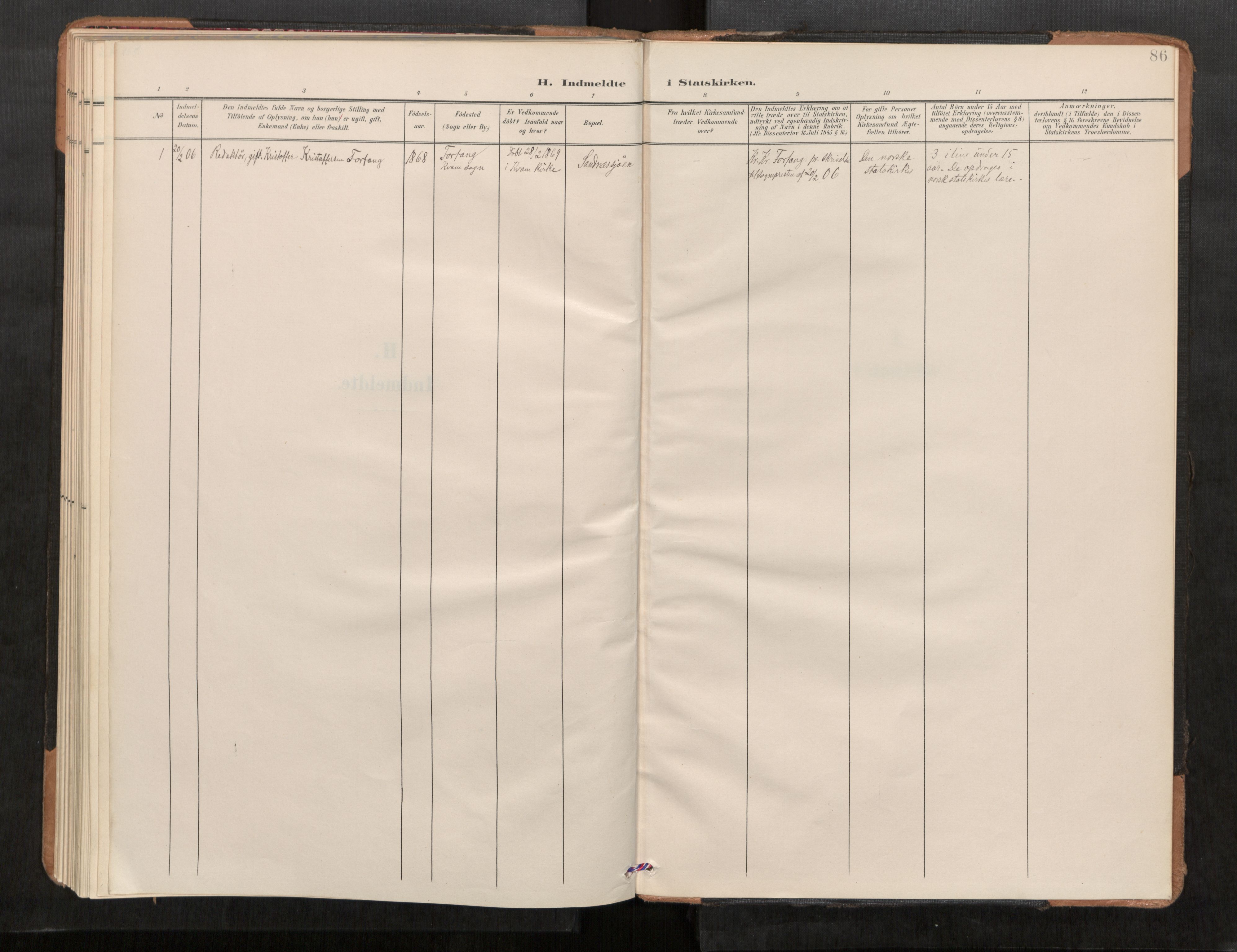 Stod sokneprestkontor, AV/SAT-A-1164/1/I/I1/I1a/L0001: Ministerialbok nr. 1, 1900-1912, s. 86