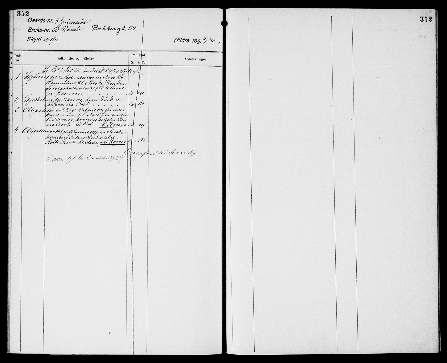 Moss sorenskriveri, AV/SAO-A-10168: Panteregister nr. XI 2, 1836-1960, s. 352