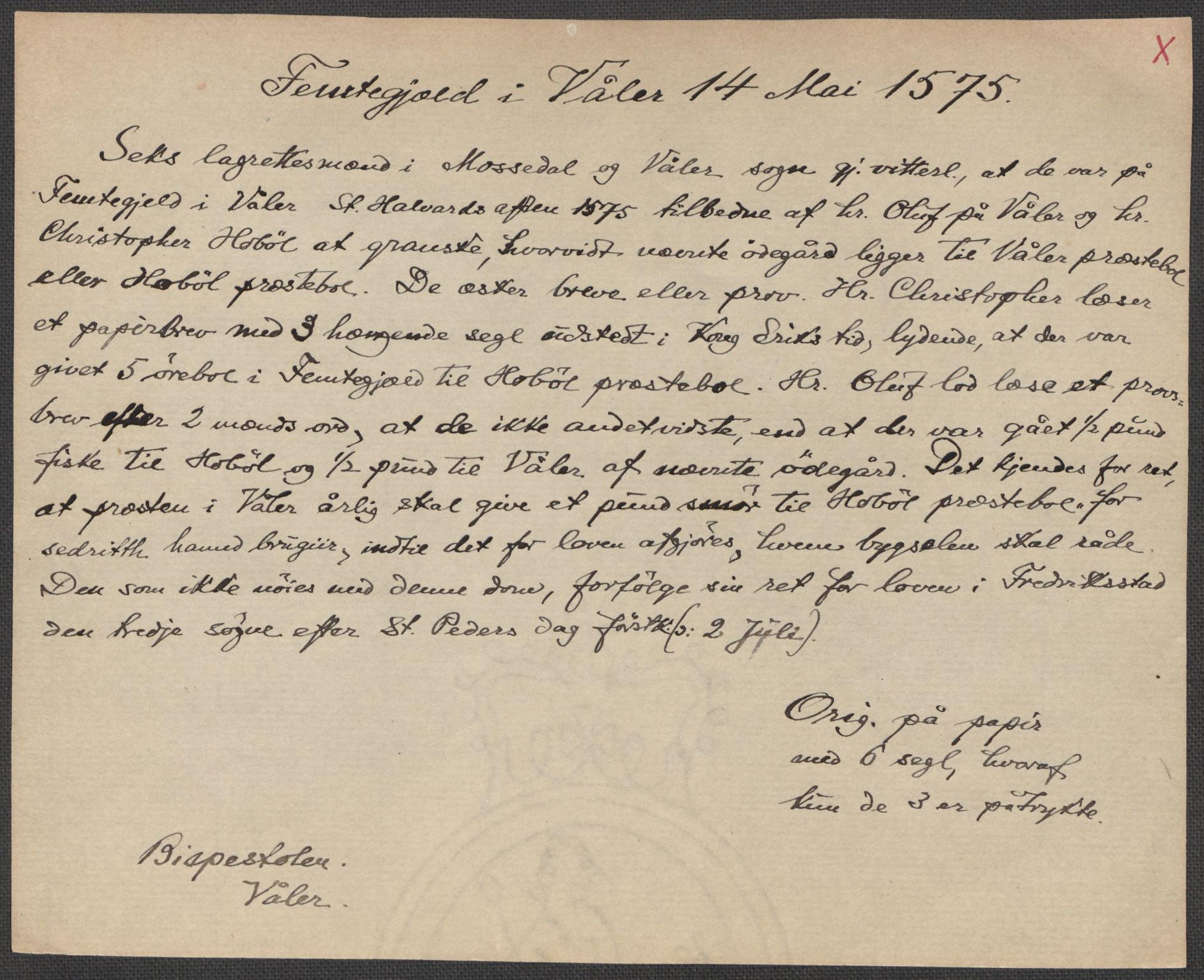Riksarkivets diplomsamling, AV/RA-EA-5965/F15/L0005: Prestearkiv - Østfold, 1572-1830, s. 19