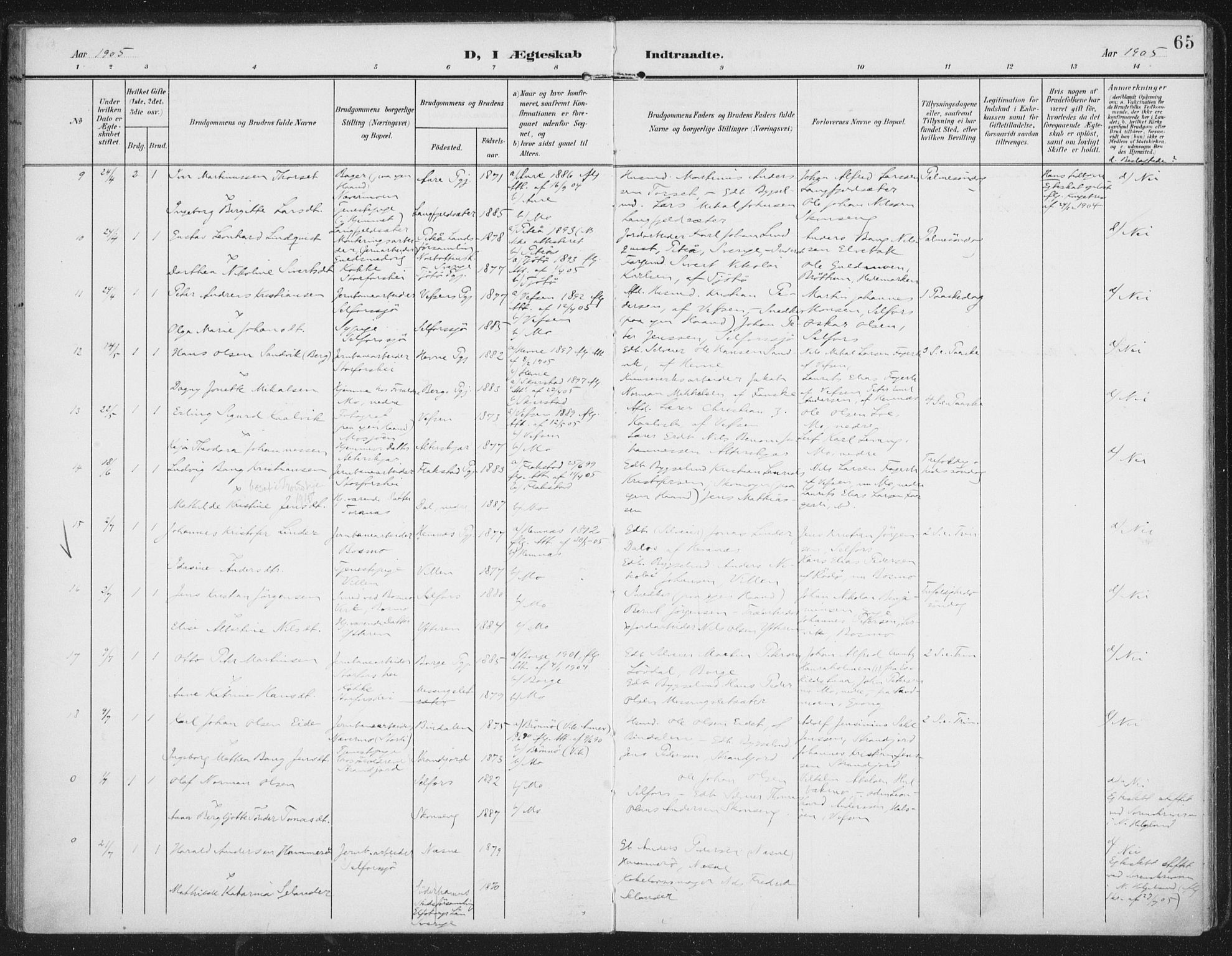 Ministerialprotokoller, klokkerbøker og fødselsregistre - Nordland, AV/SAT-A-1459/827/L0403: Ministerialbok nr. 827A15, 1903-1912, s. 65